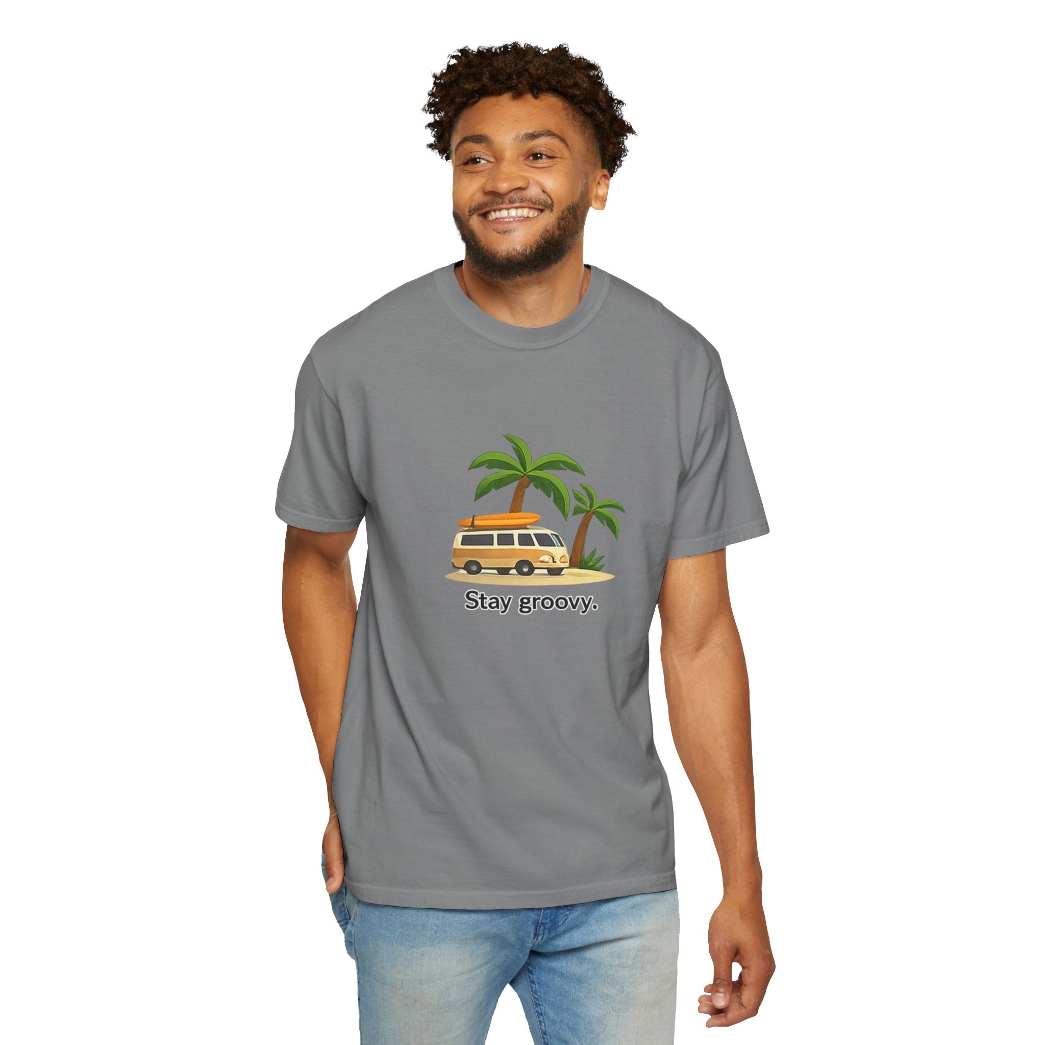 Vintage Surf Van T-Shirt – "Stay Groovy" Retro Beach Tee