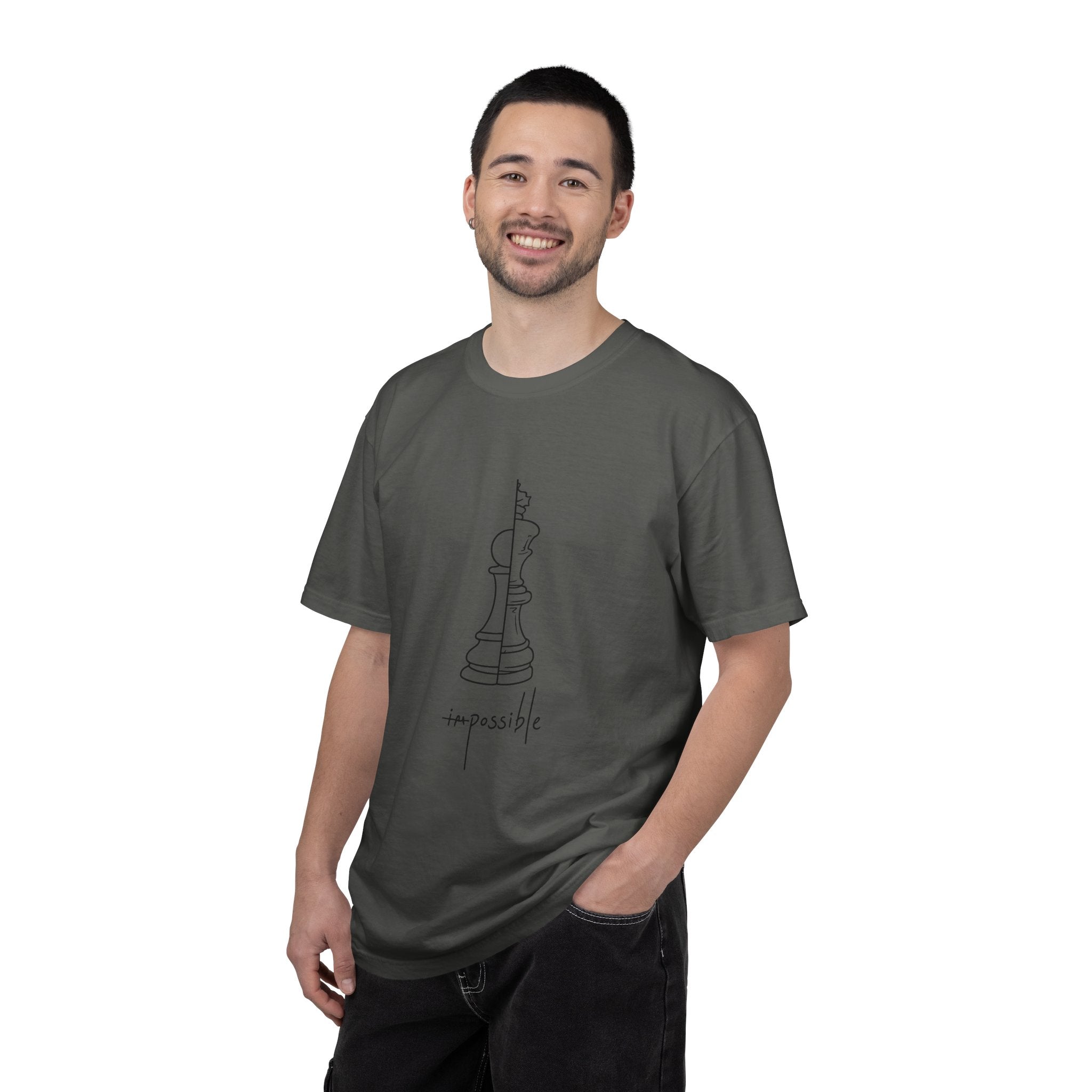 Chess Pawn to King T-Shirt — "Impassible" Minimalist Line Art Tee