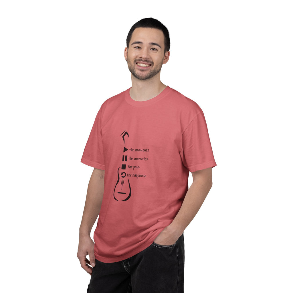 Guitar Silhouette Tee — "Our Moments, Our Memories, Our Music, Our Happiness"
