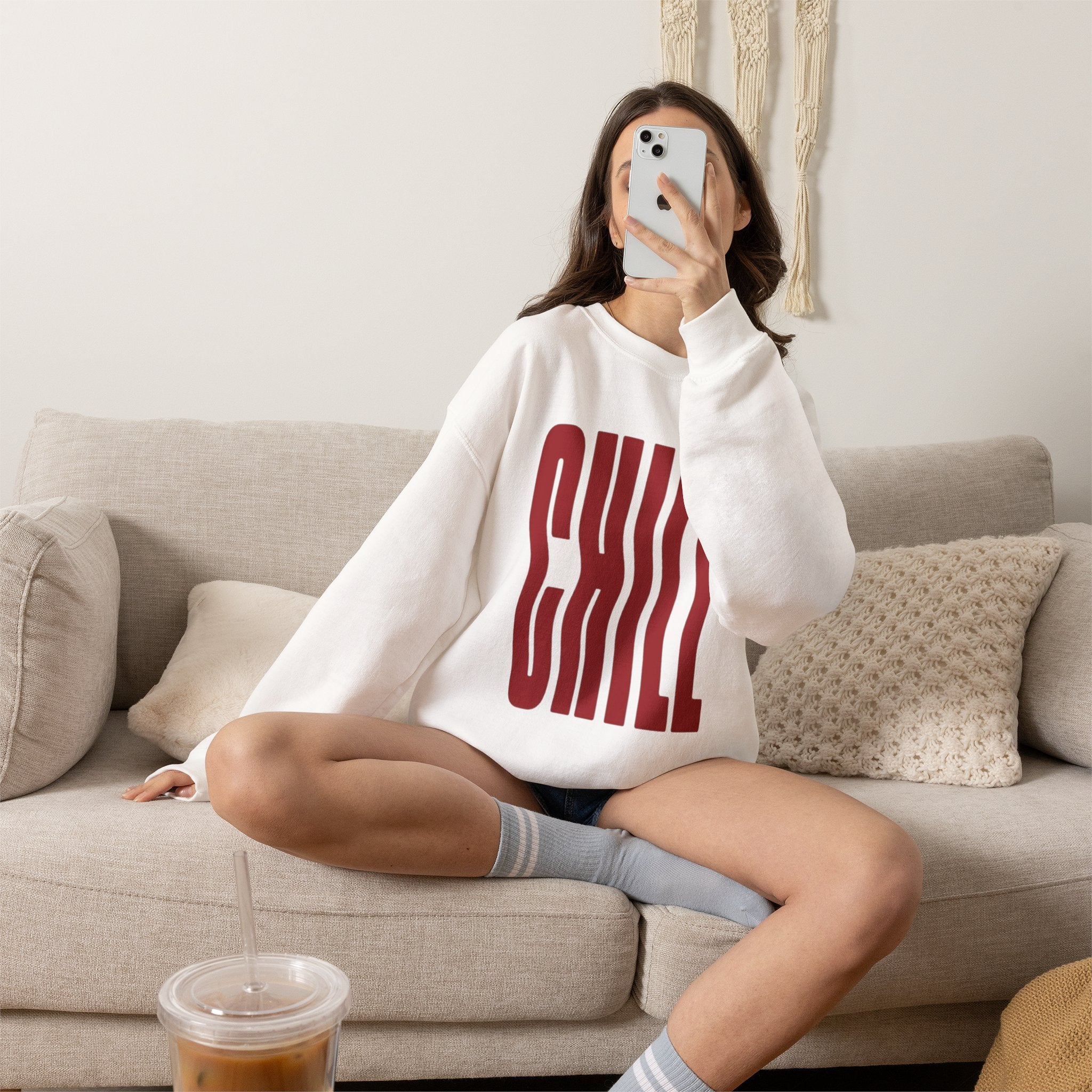 Chill Distorted Text Crewneck Sweatshirt