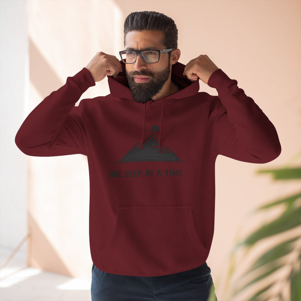 Hoodie - 'One Step at a Time' Mountain Graphic Fleece Hoodie