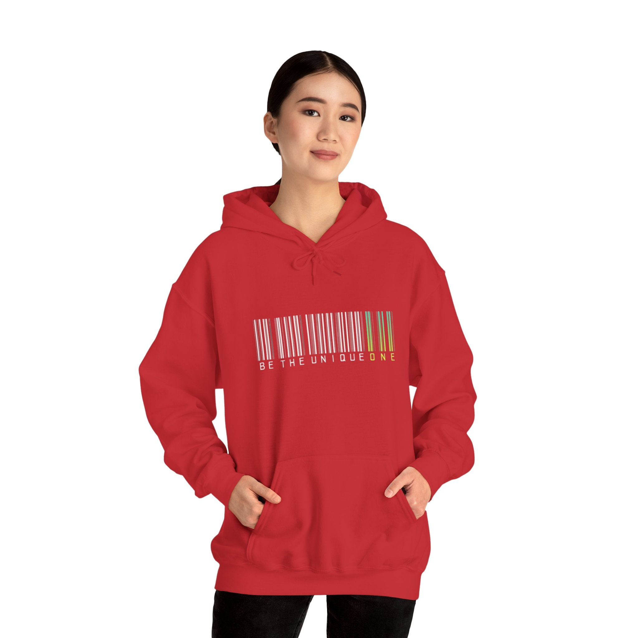 Unique One Barcode Hoodie — "Be the Unique One" Graphic Pullover