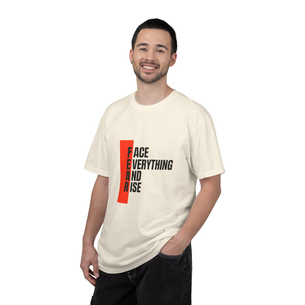 Motivational T-Shirt — "FEAR: Face Everything And Rise" Bold Red Accent