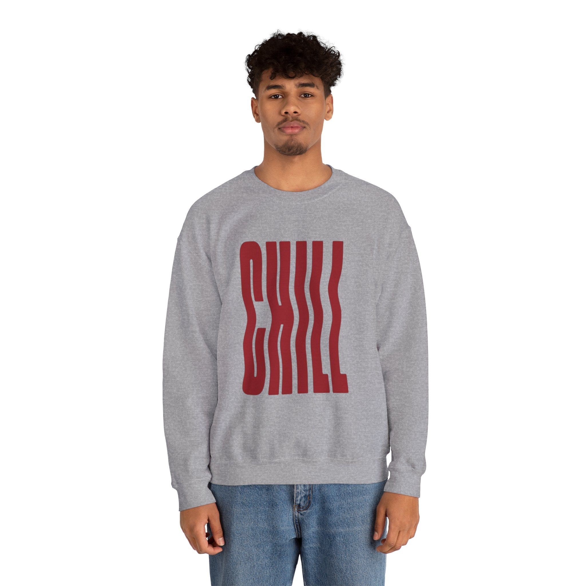 Chill Distorted Text Crewneck Sweatshirt