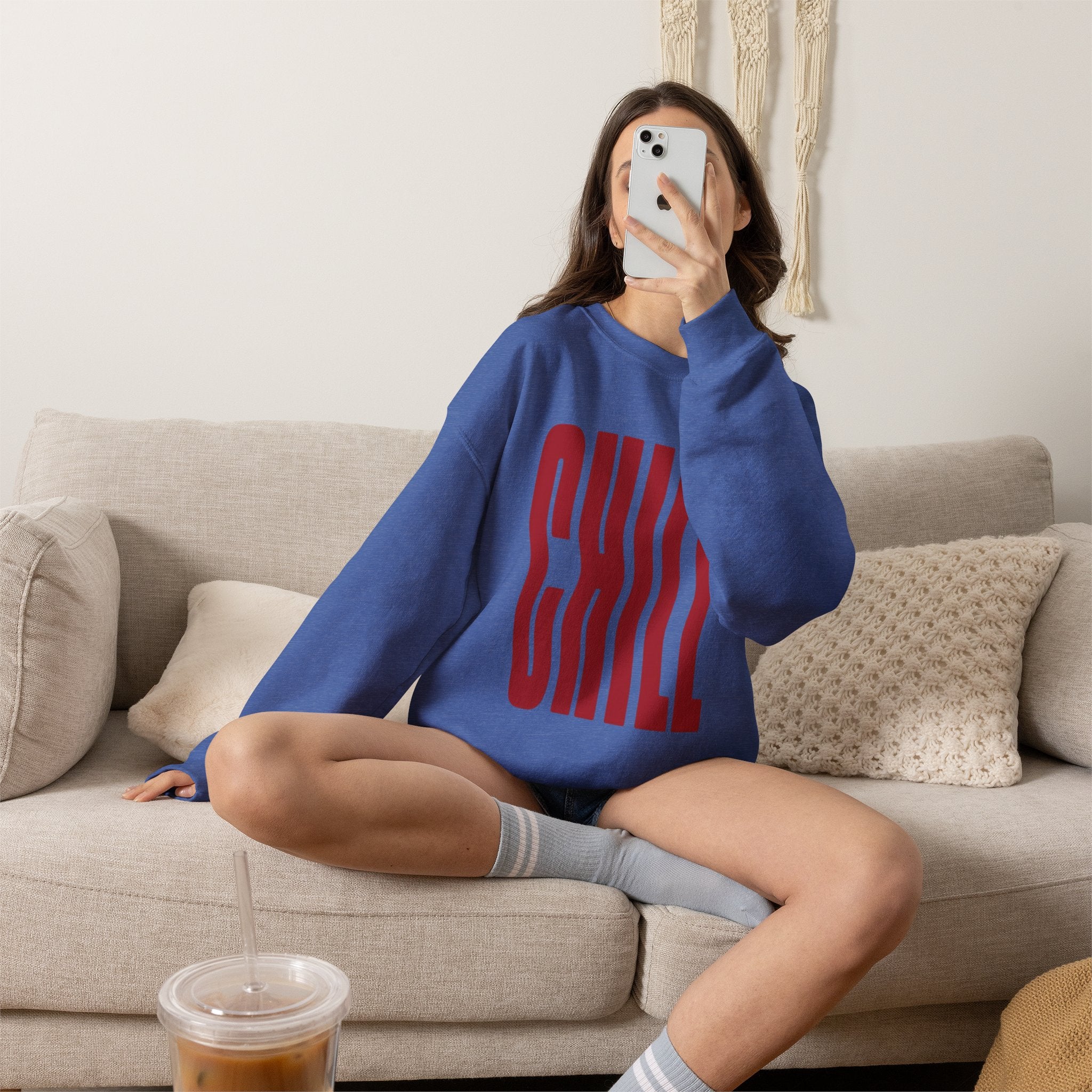 Chill Distorted Text Crewneck Sweatshirt