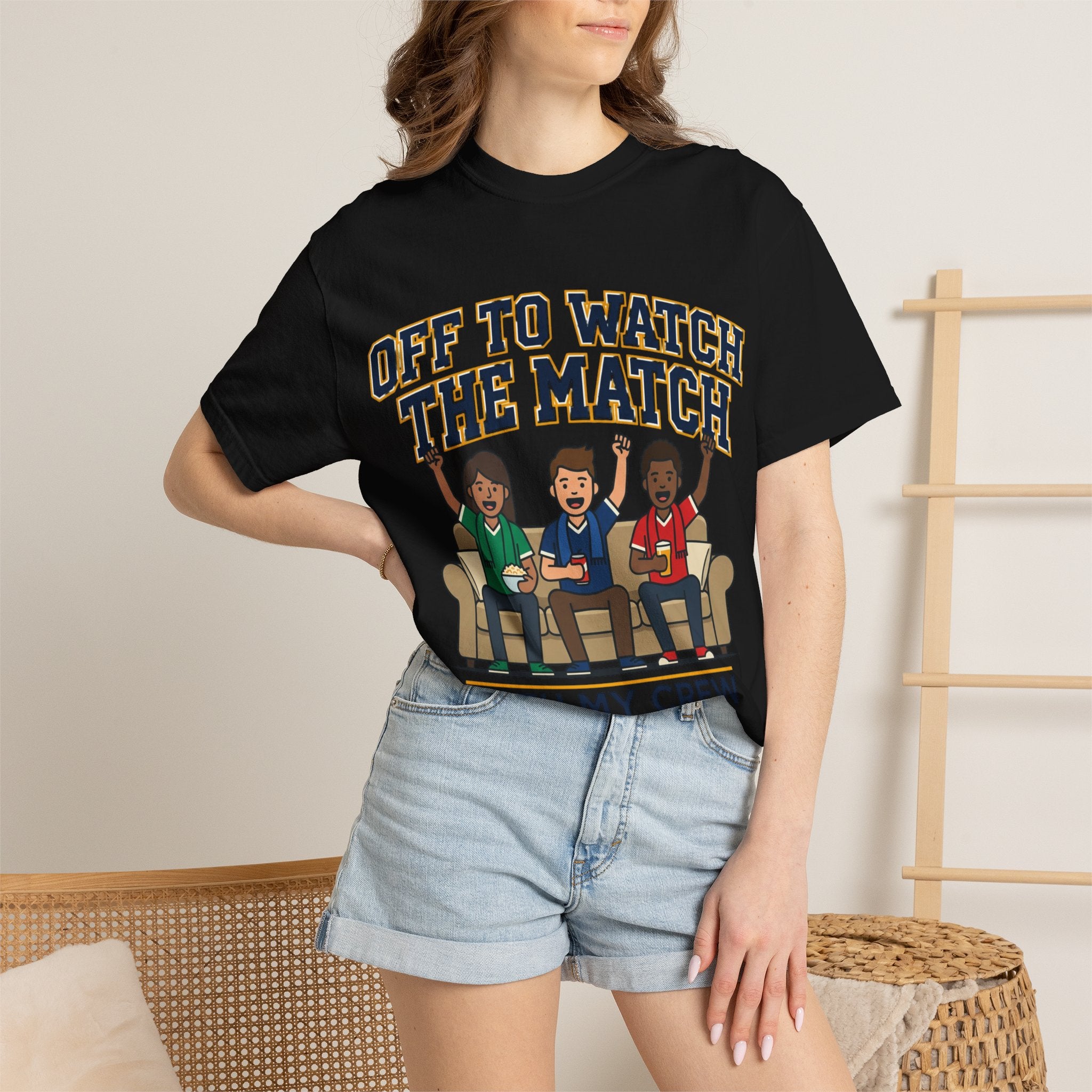 Off to Watch the Match T-Shirt — 'With My Crew' Sports Fan Tee