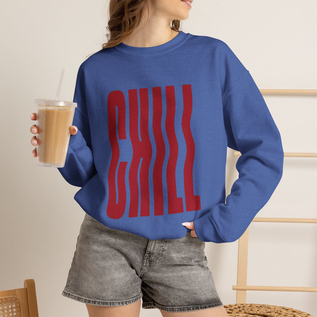Chill Distorted Text Crewneck Sweatshirt