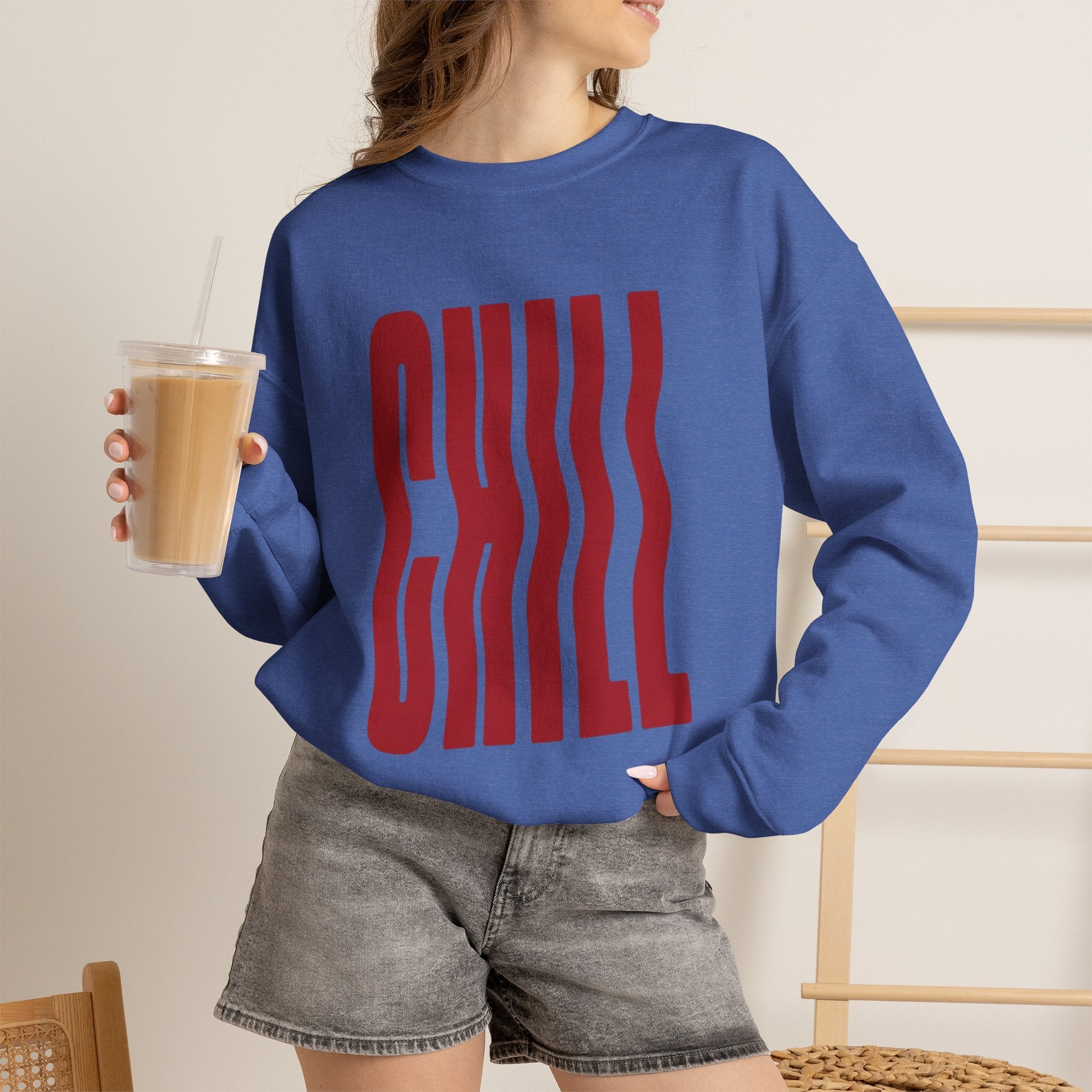 Chill Distorted Text Crewneck Sweatshirt