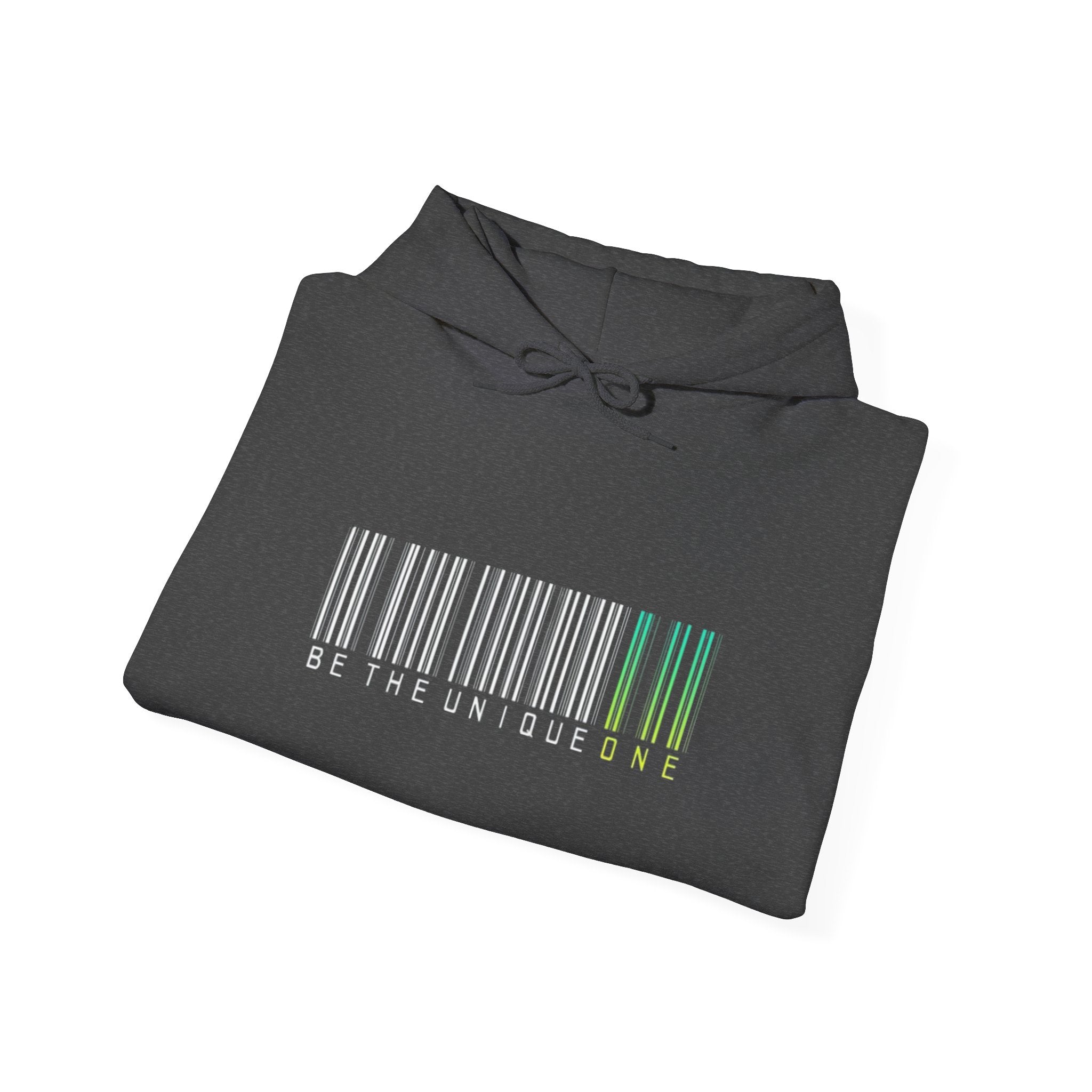 Unique One Barcode Hoodie — "Be the Unique One" Graphic Pullover