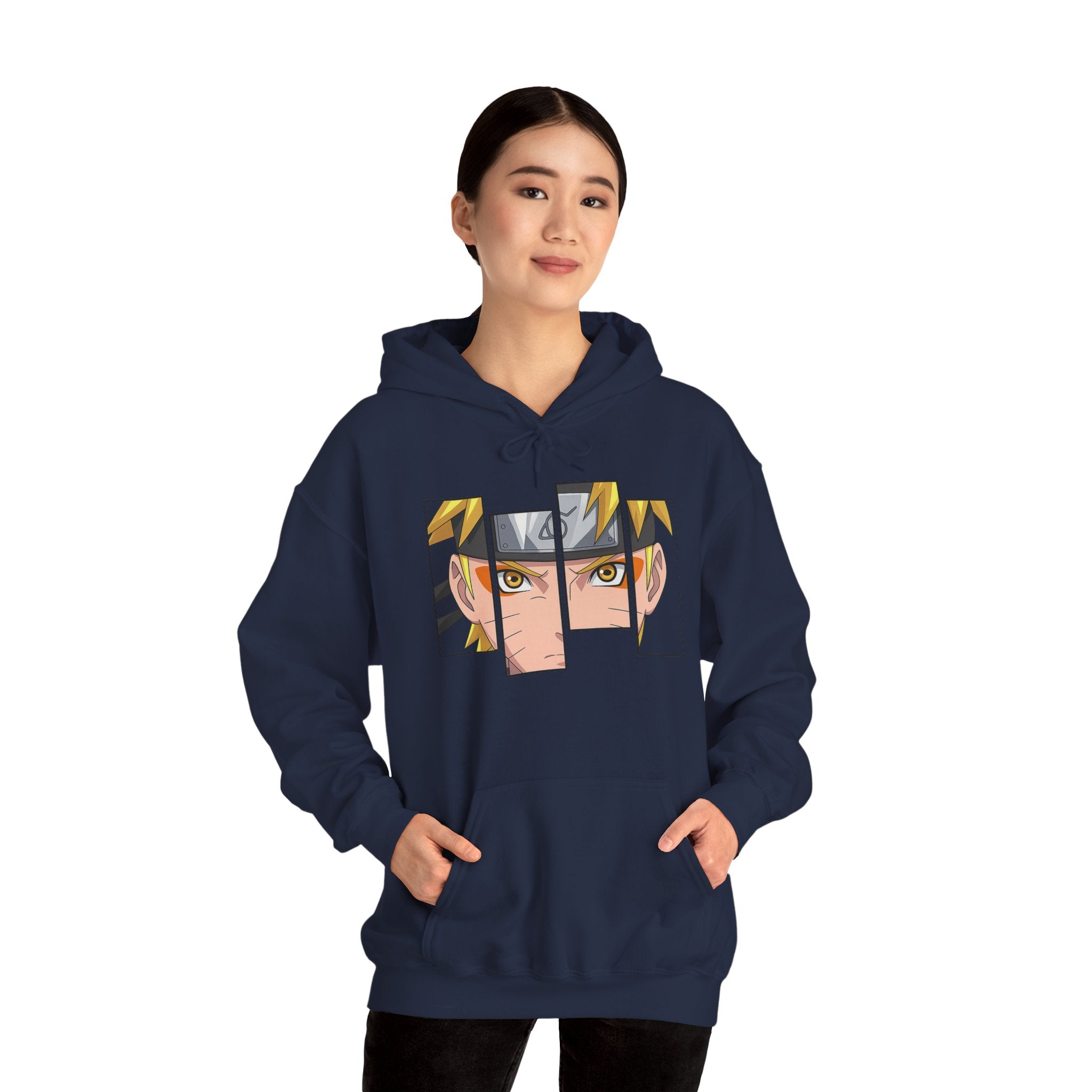 Anime Eyes Split-Panel Hoodie