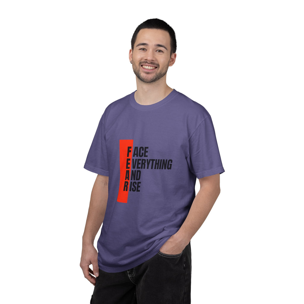 Motivational T-Shirt — "FEAR: Face Everything And Rise" Bold Red Accent