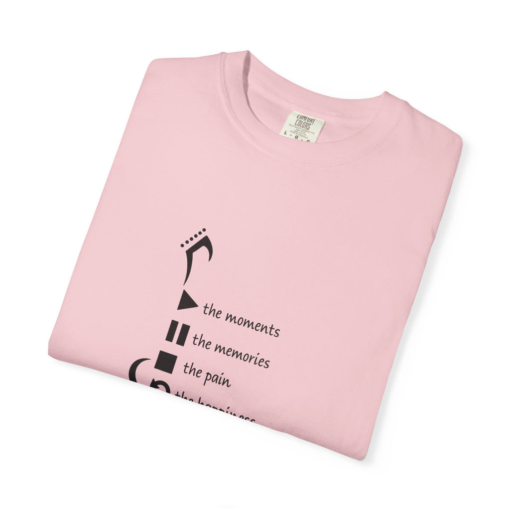 Guitar Silhouette Tee — "Our Moments, Our Memories, Our Music, Our Happiness"