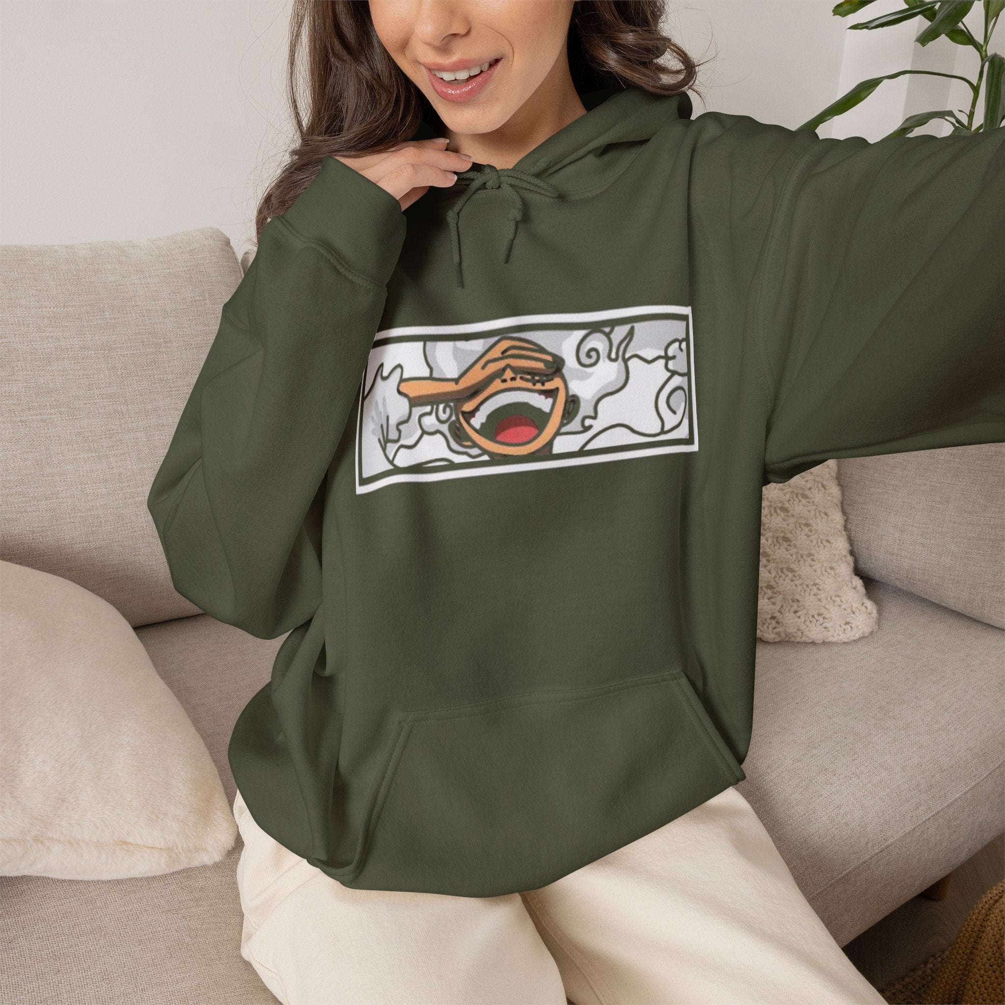 Laughing Mouth Graphic Hoodie — Anime Smile Streetwear Hoodie