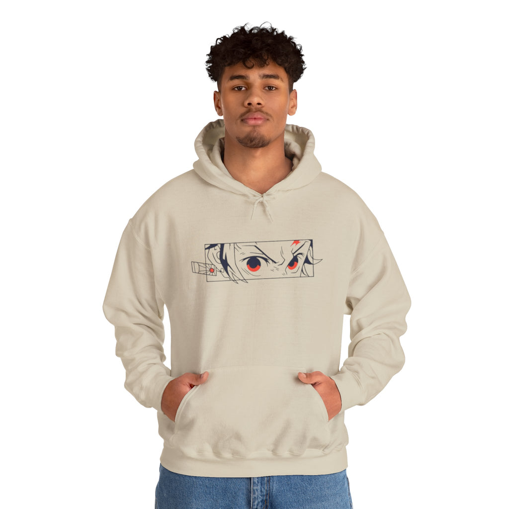 Anime Eyes Hoodie — Minimal Red & Black Manga Gaze Sweatshirt
