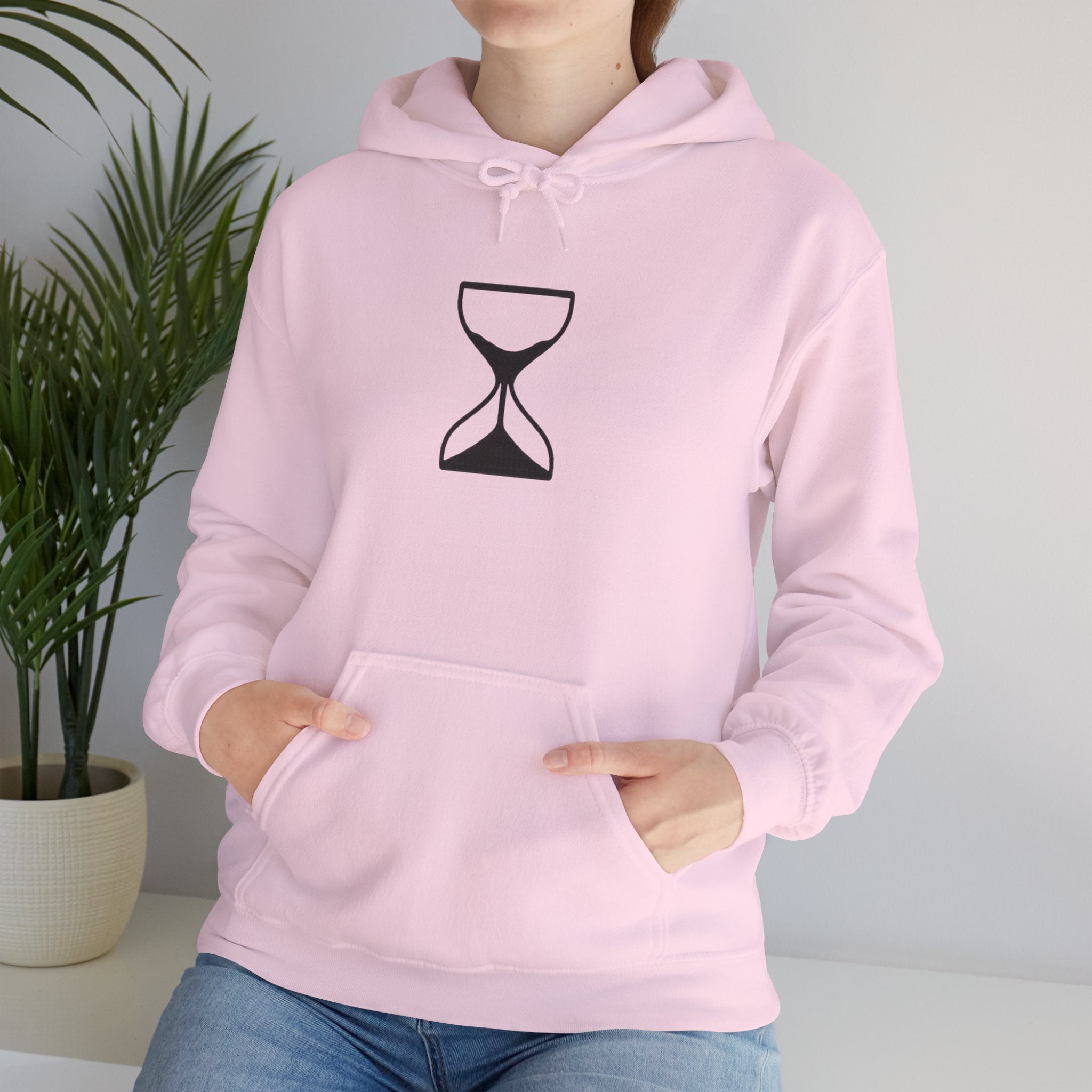 Hourglass Minimalist Hoodie — Simple Time Symbol Pullover