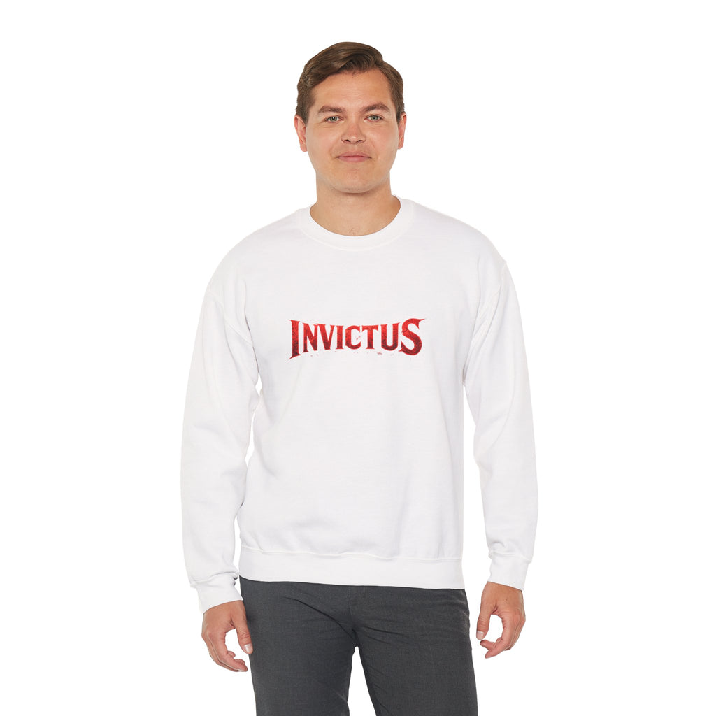 Invictus Crewneck Sweatshirt — Bold Red Script Pullover