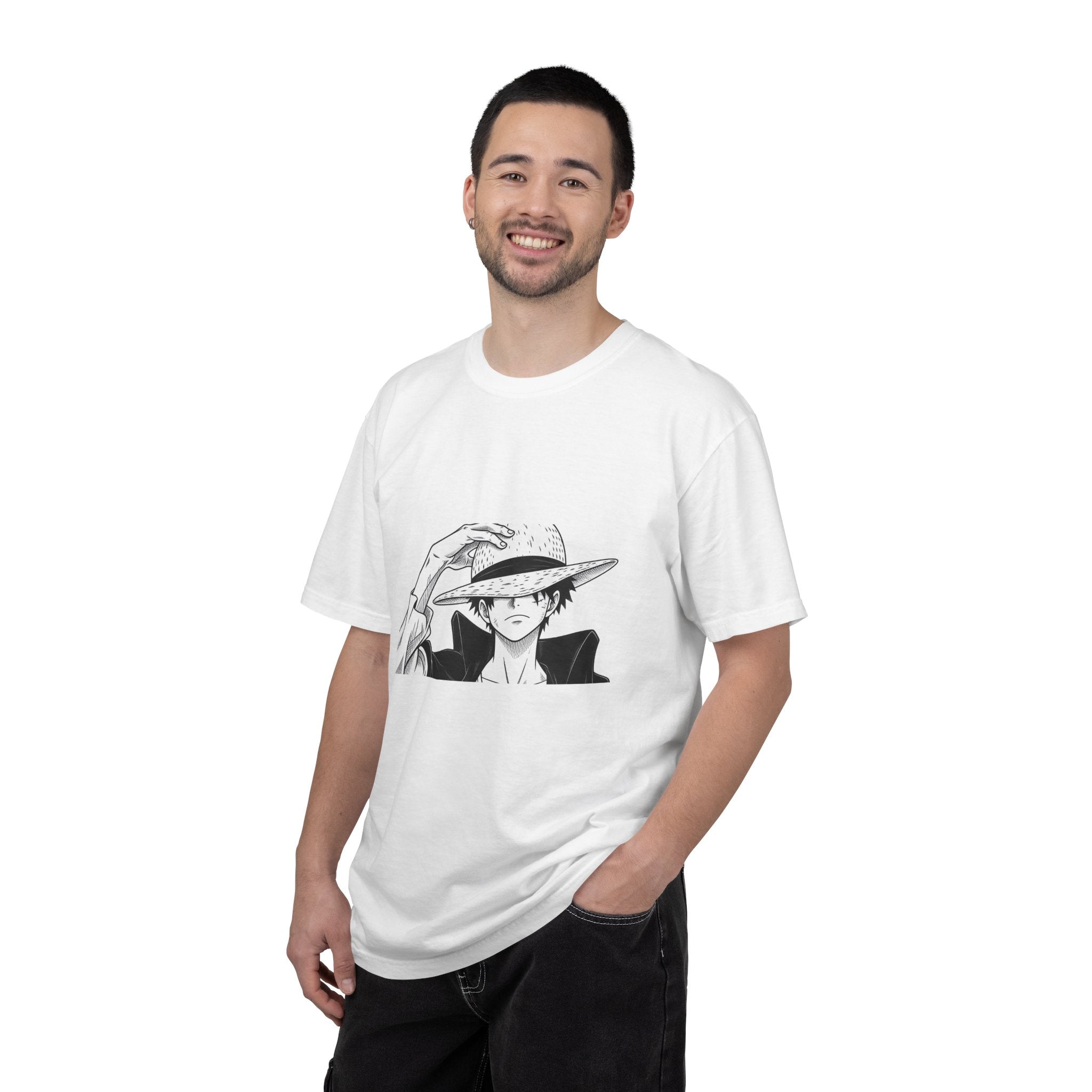 Anime Straw Hat Pirate T-Shirt – Minimal Luffy Illustration Tee