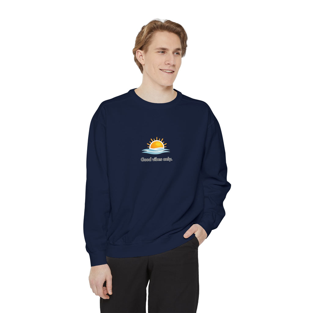 Good Vibes Only Sweatshirt — Sunrise Graphic Cozy Pullover