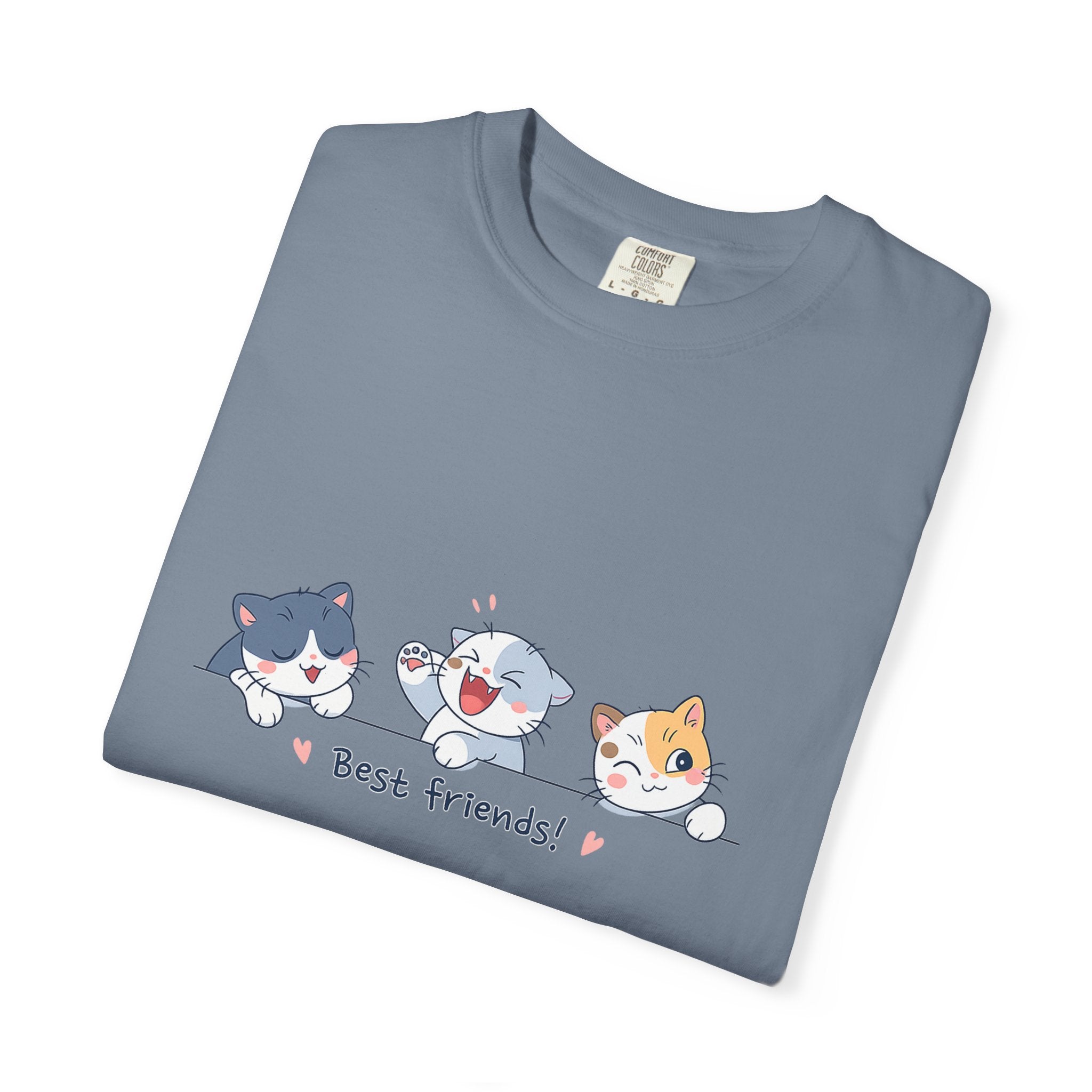 Cute ‘Best Friends!’ Cat T-Shirt — Cartoon Kitten Trio Graphic Tee