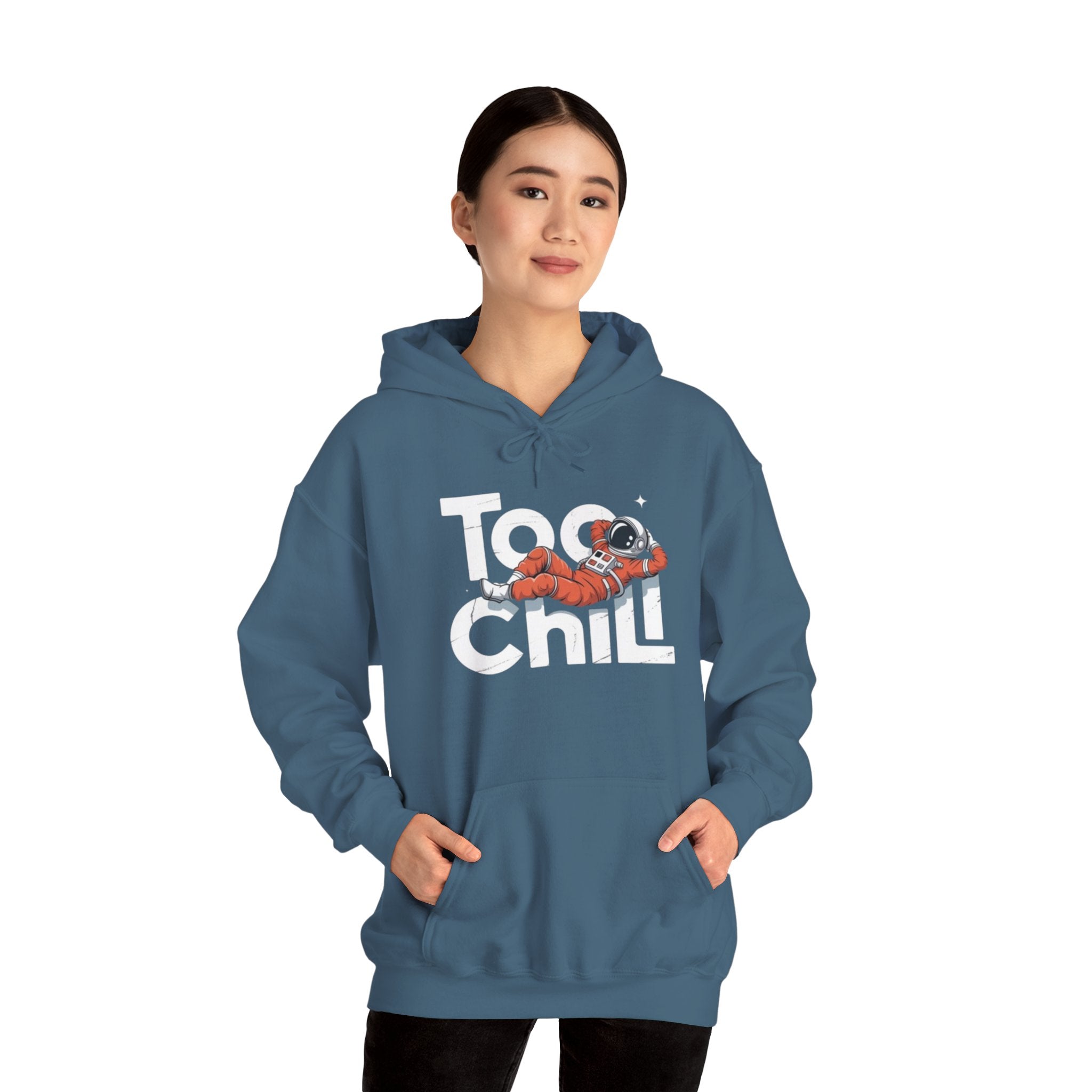 Too Chill Astronaut Hoodie — Retro Space Graphic Pullover
