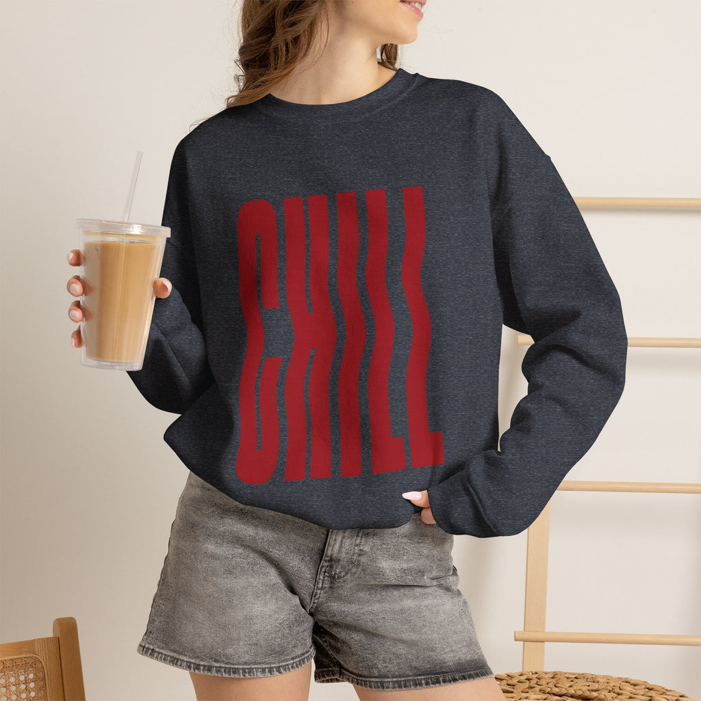 Chill Distorted Text Crewneck Sweatshirt
