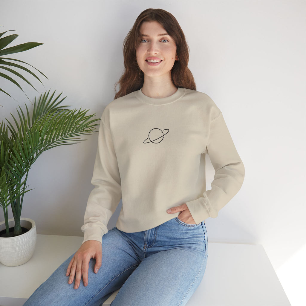 Minimal Planet Crewneck Sweatshirt Embroidered