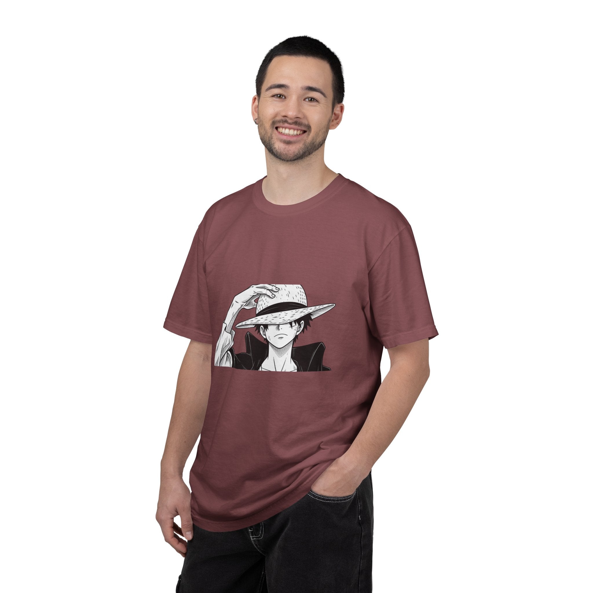 Anime Straw Hat Pirate T-Shirt – Minimal Luffy Illustration Tee
