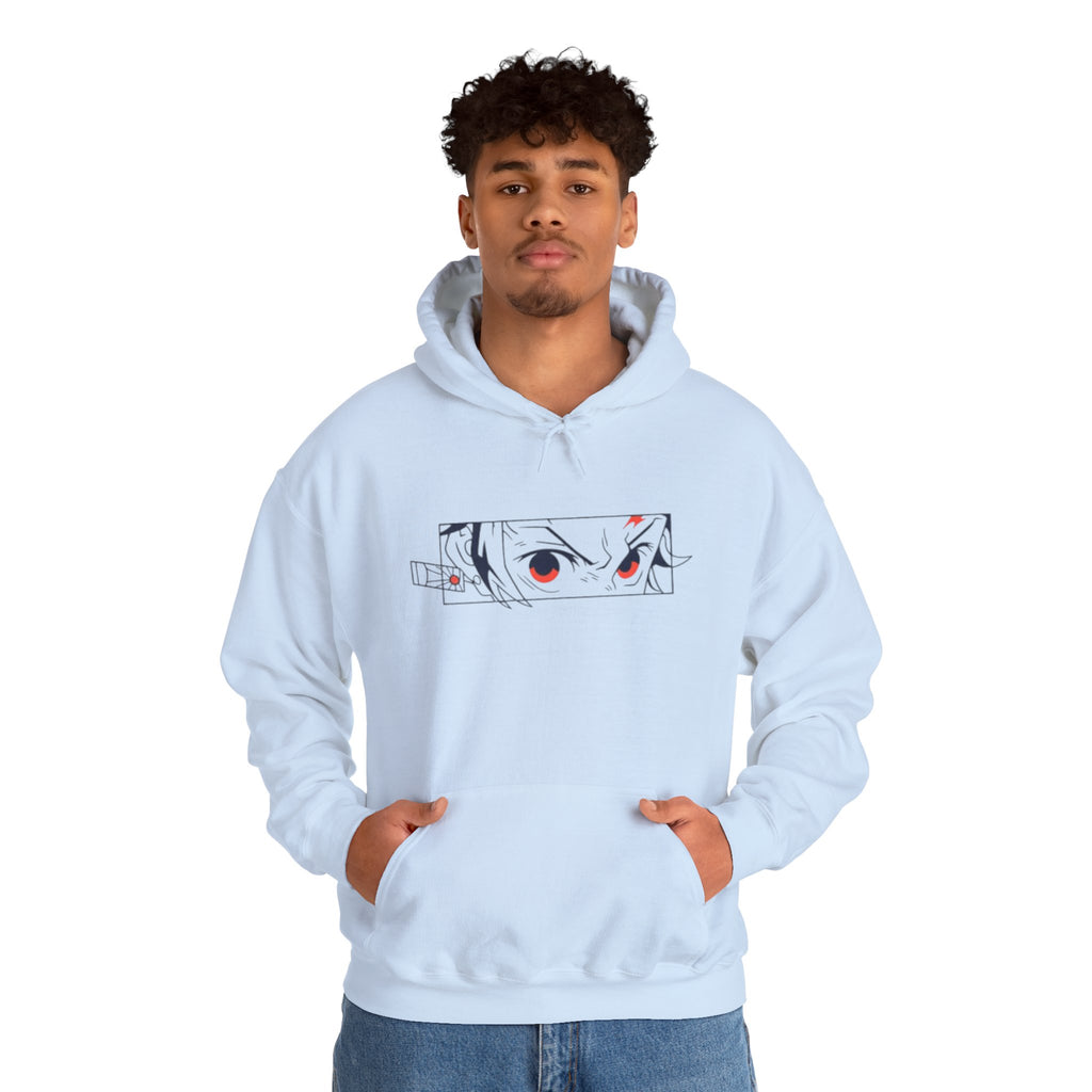 Anime Eyes Hoodie — Minimal Red & Black Manga Gaze Sweatshirt