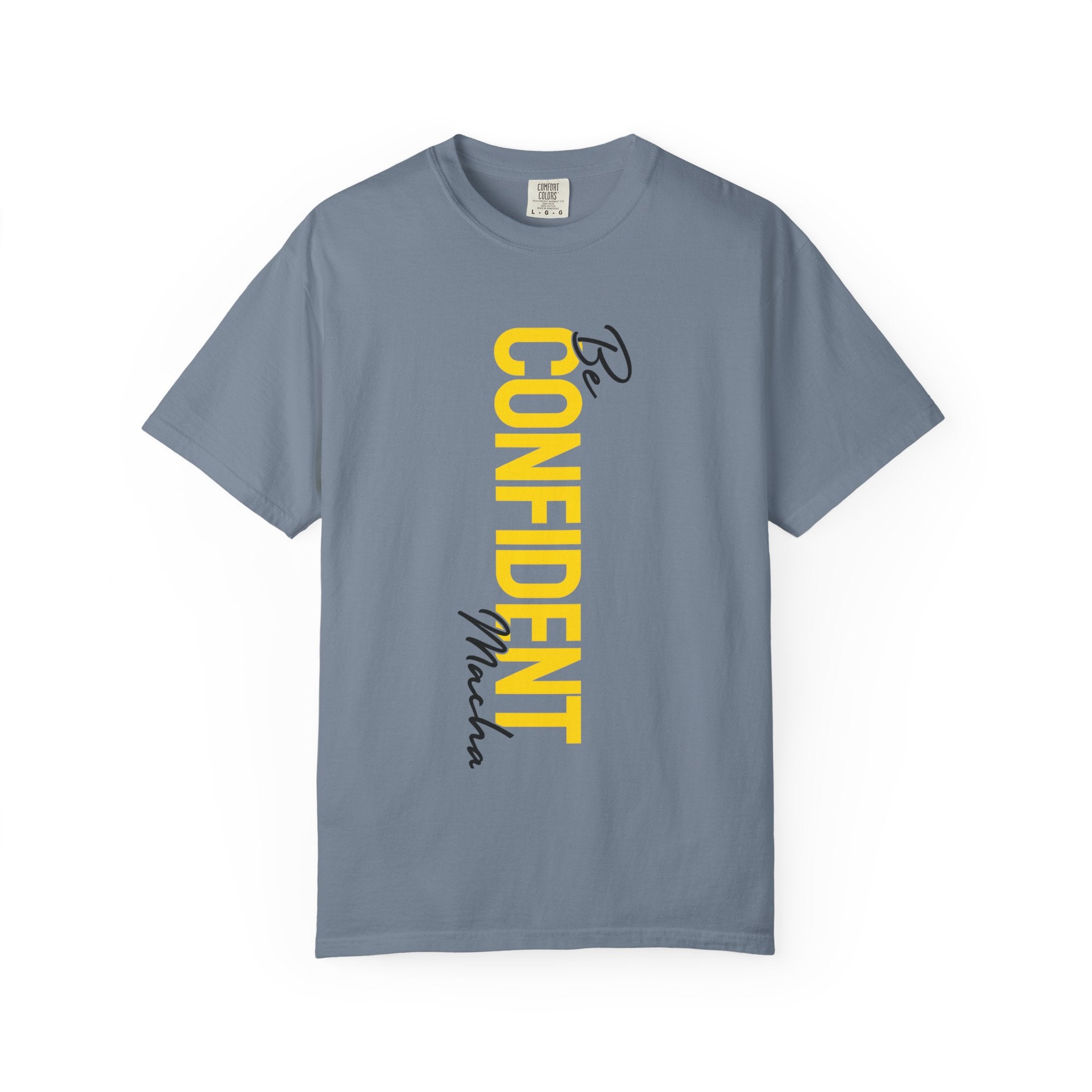 Be Confident Vertical Text T-Shirt — Motivational Graphic Tee