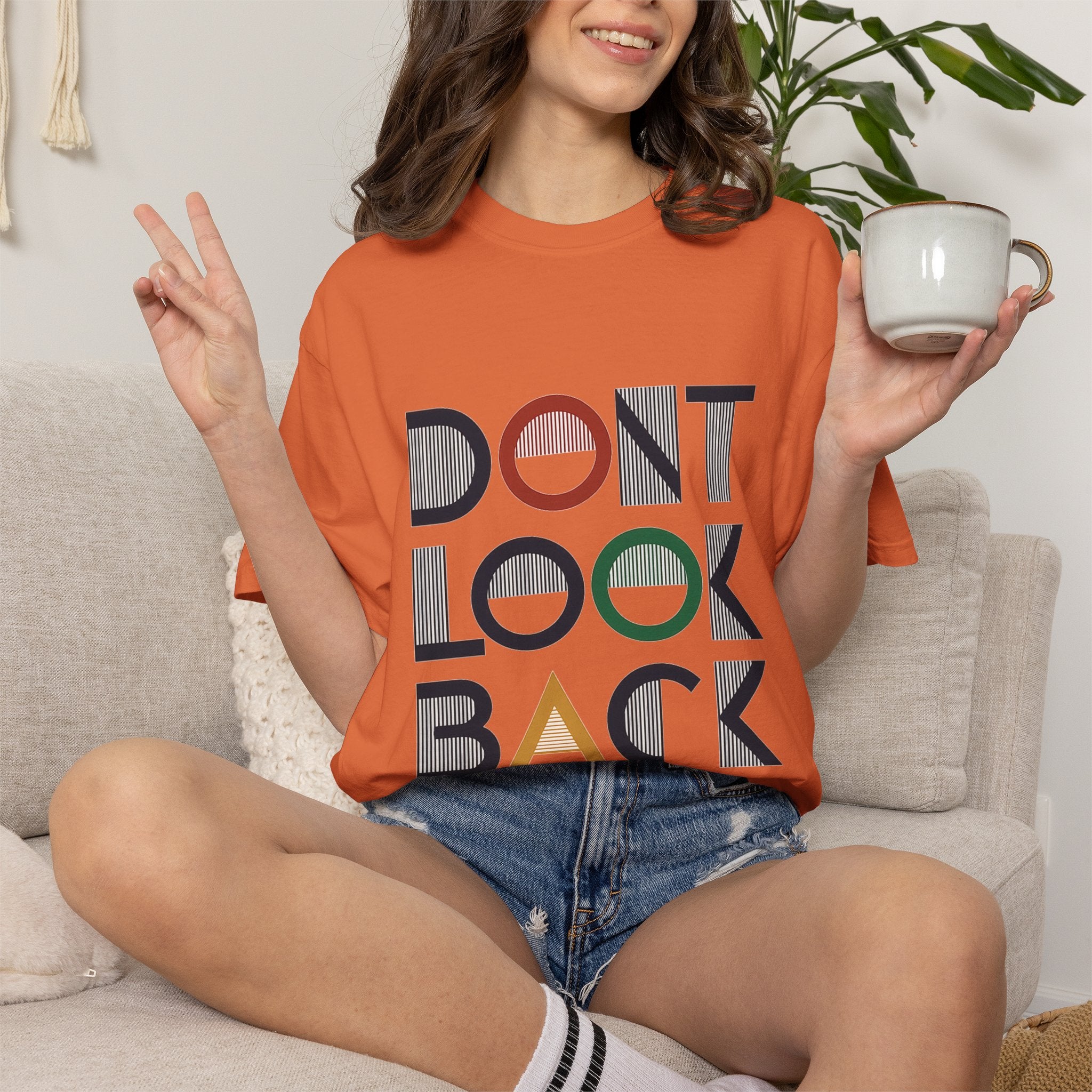 Don't Look Back T-Shirt — Retro Motivational Graphic Tee