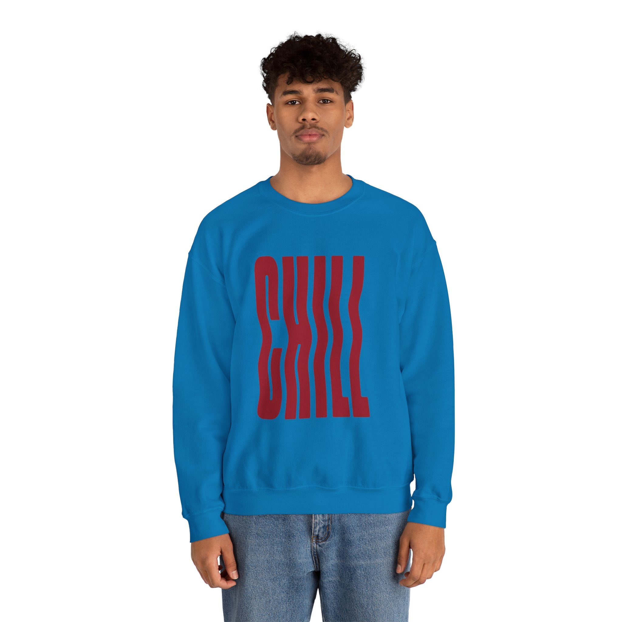 Chill Distorted Text Crewneck Sweatshirt