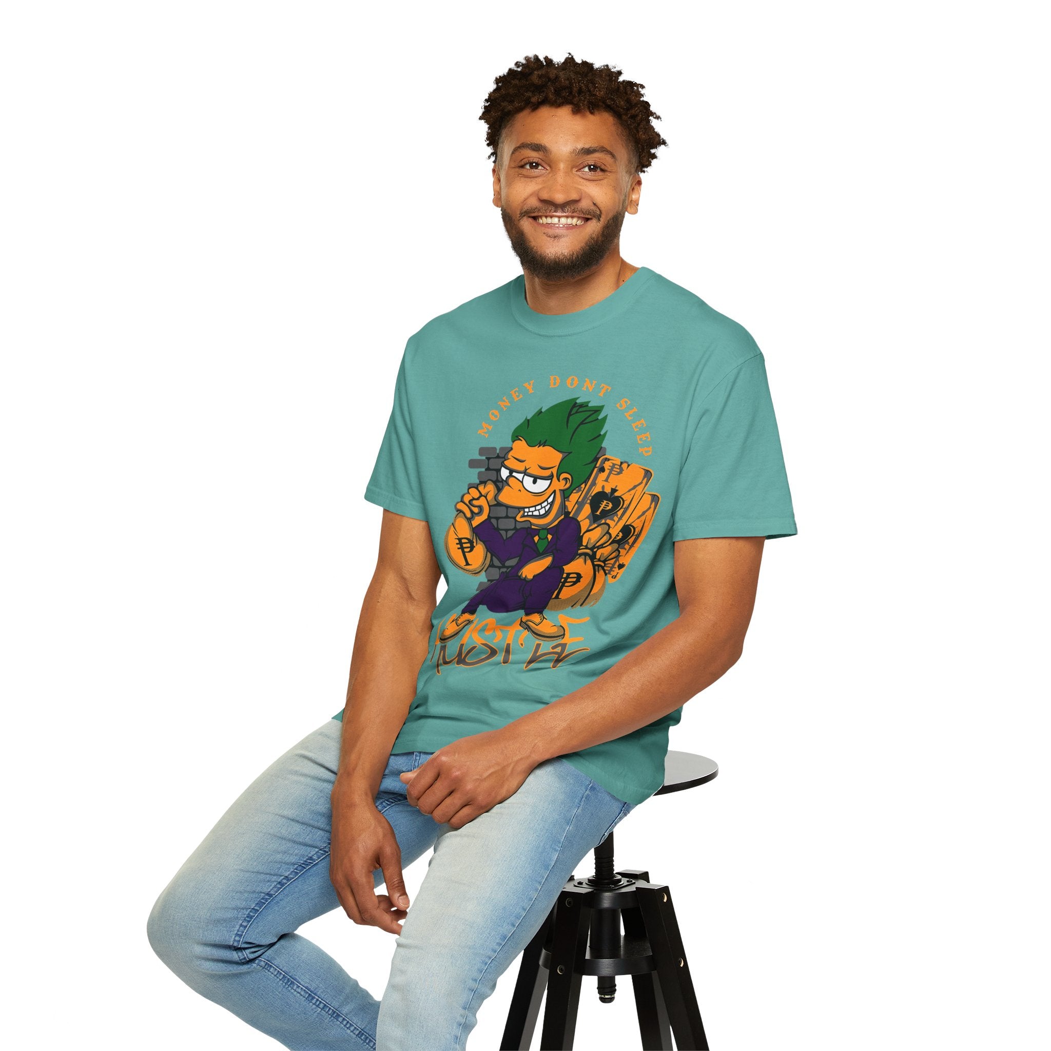 T-Shirt — 'Money Don’t Sleep' Cartoon Hustle Tee