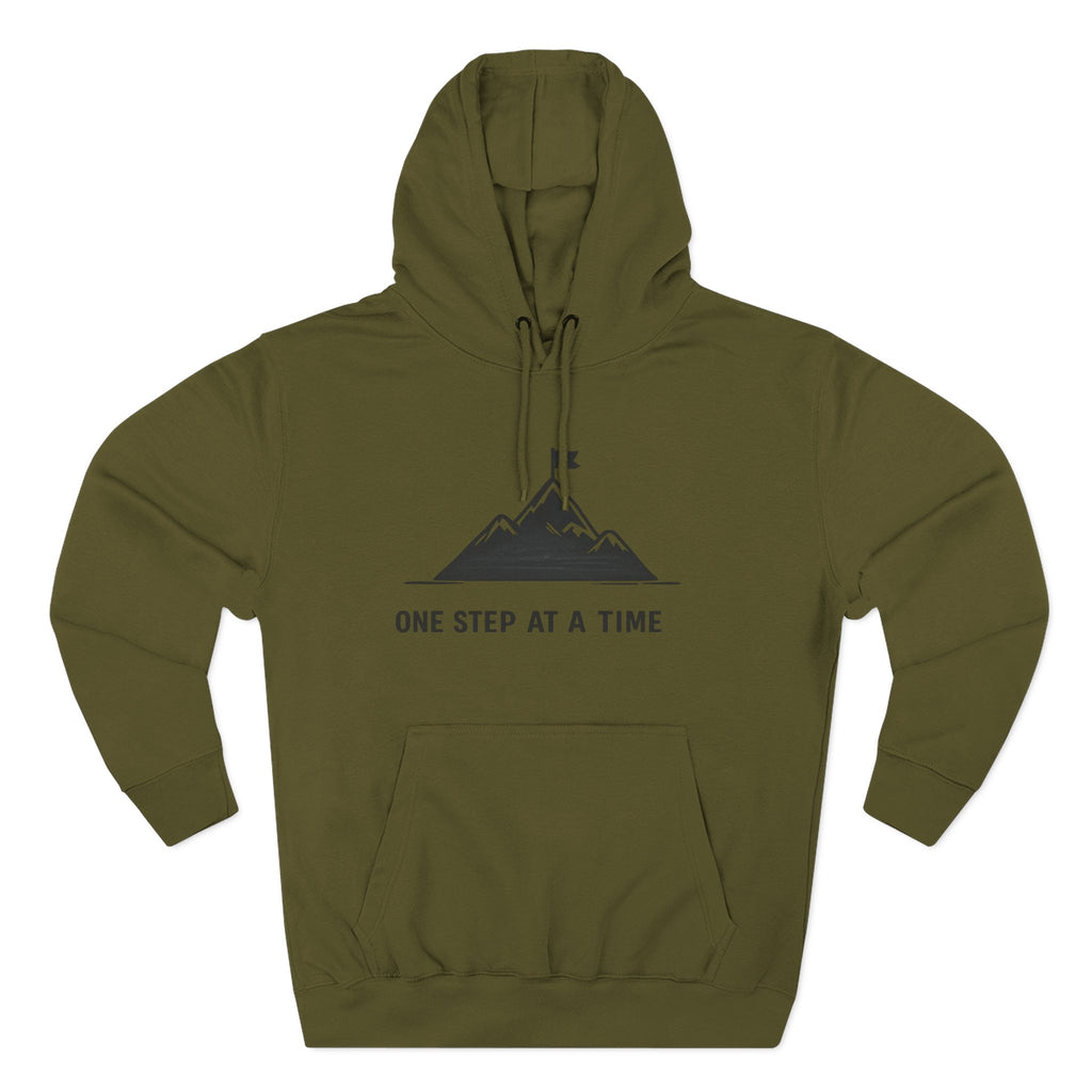 Hoodie - 'One Step at a Time' Mountain Graphic Fleece Hoodie