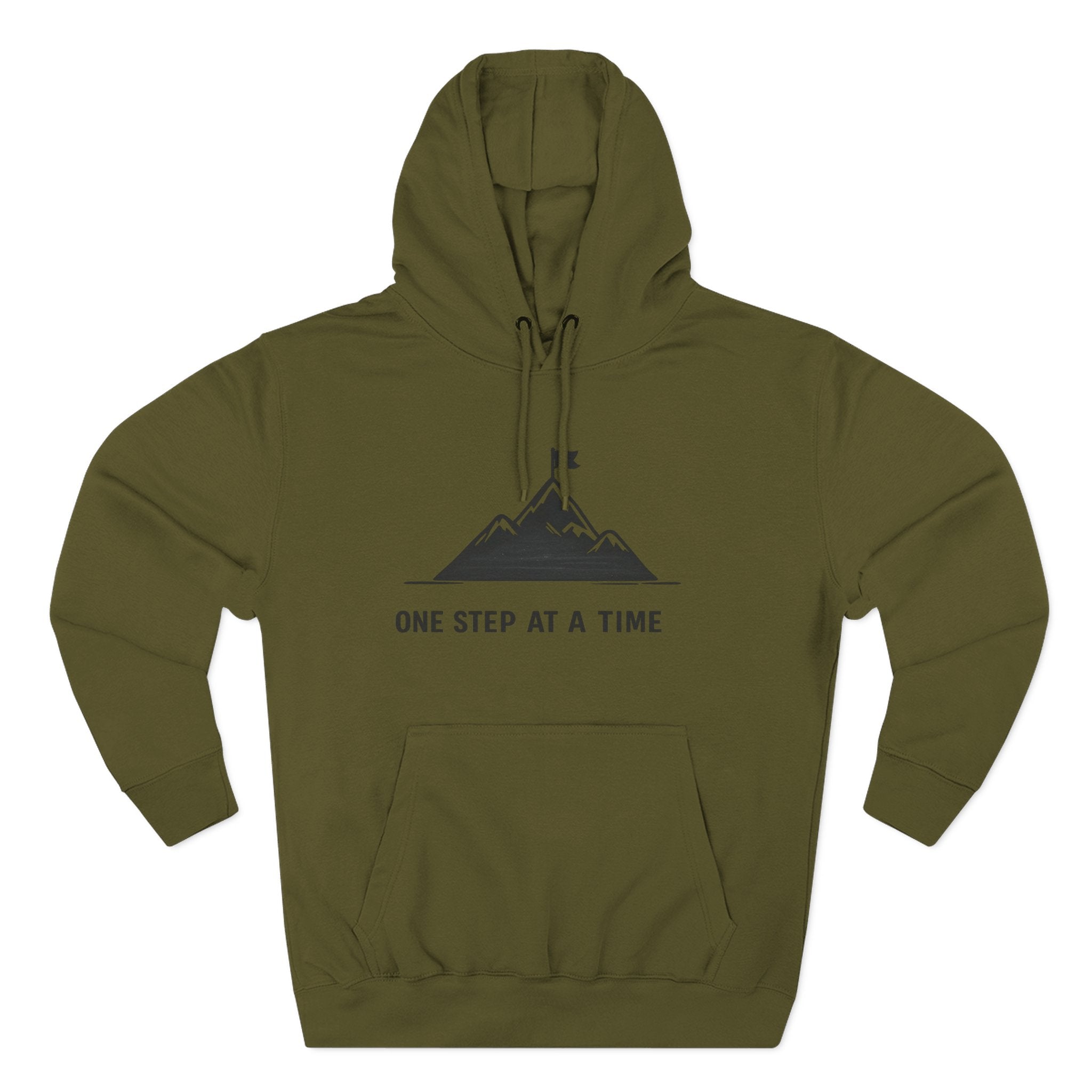Hoodie - 'One Step at a Time' Mountain Graphic Fleece Hoodie