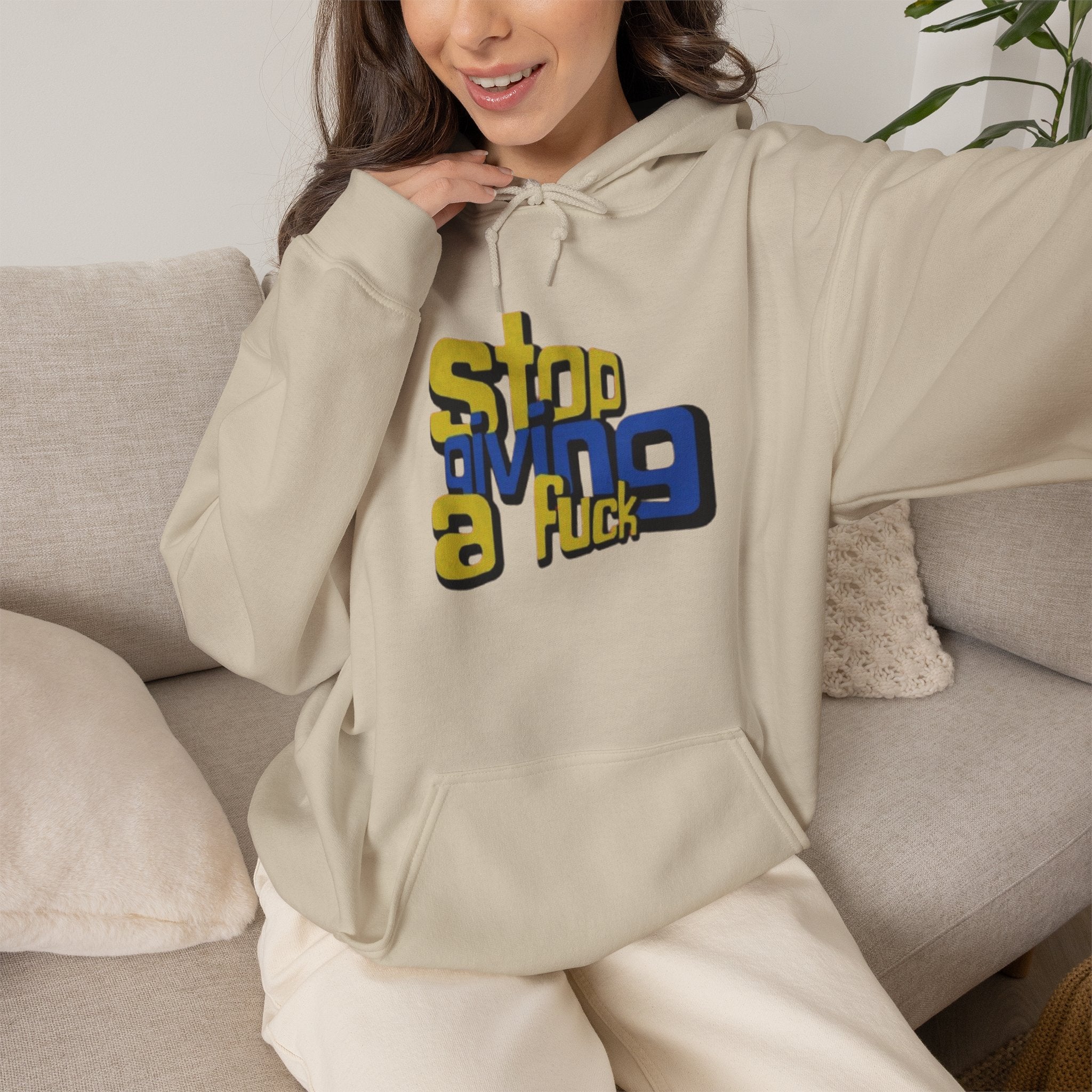 Hoodie — "Stop Giving a F*ck" Bold Retro Graphic Hoodie