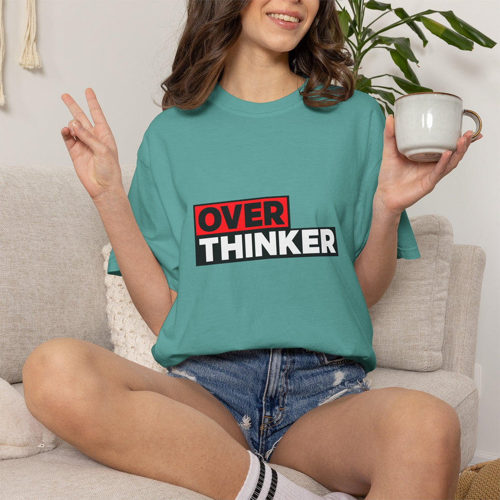 Overthinker Graphic T-Shirt — Bold Red & Black Text Tee