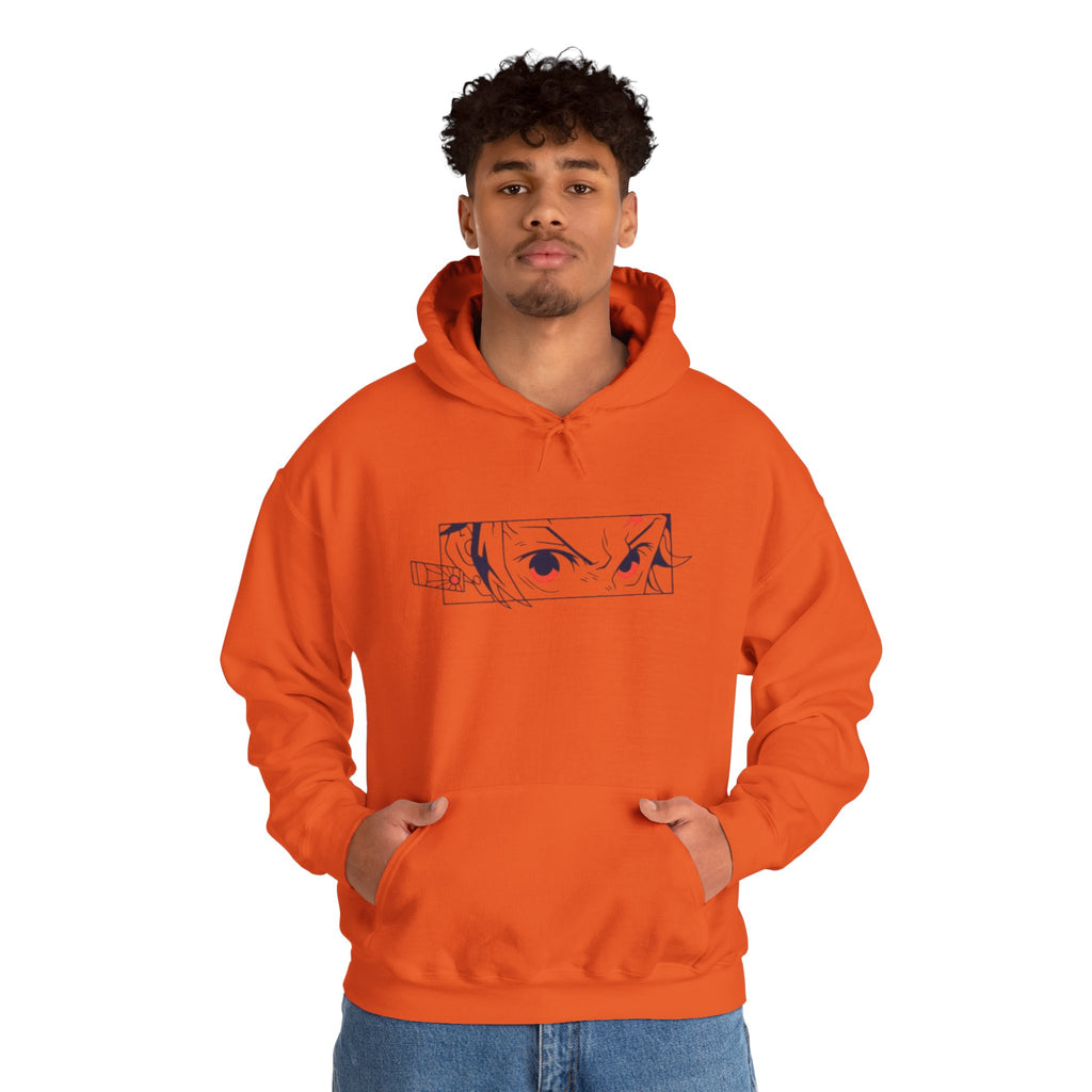 Anime Eyes Hoodie — Minimal Red & Black Manga Gaze Sweatshirt