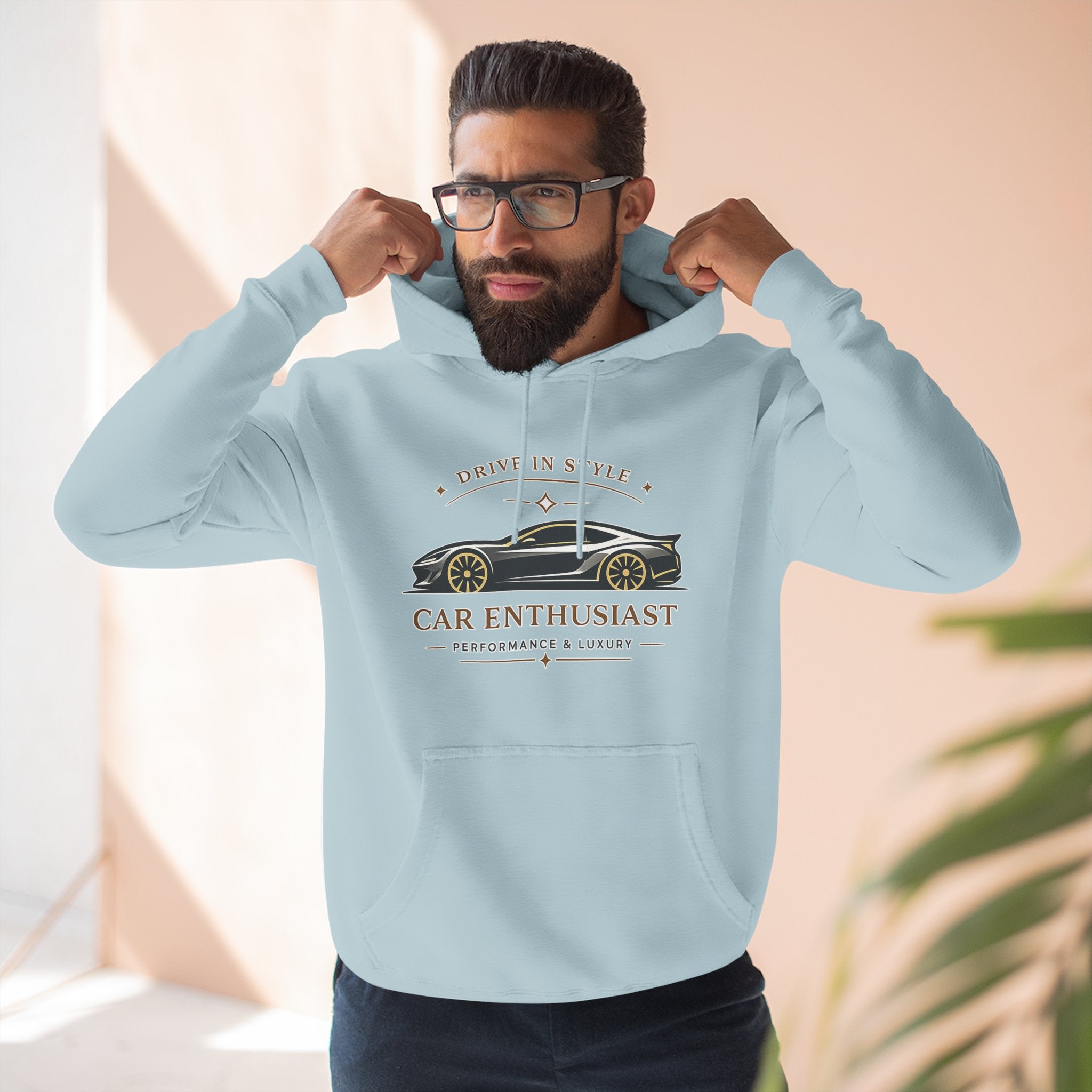 Car Enthusiast Hoodie — Vintage Sports Car Graphic, 'Drive in Style' Casual Pullover