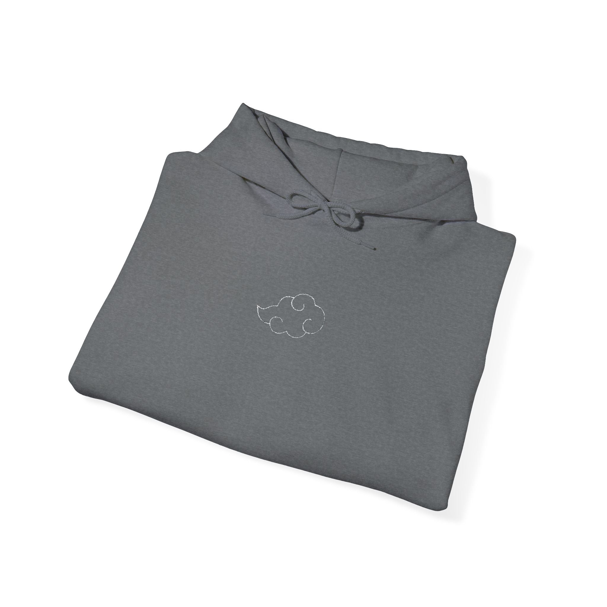 Minimal Cloud Outline Hoodie — Small White Cloud Graphic Embroidered