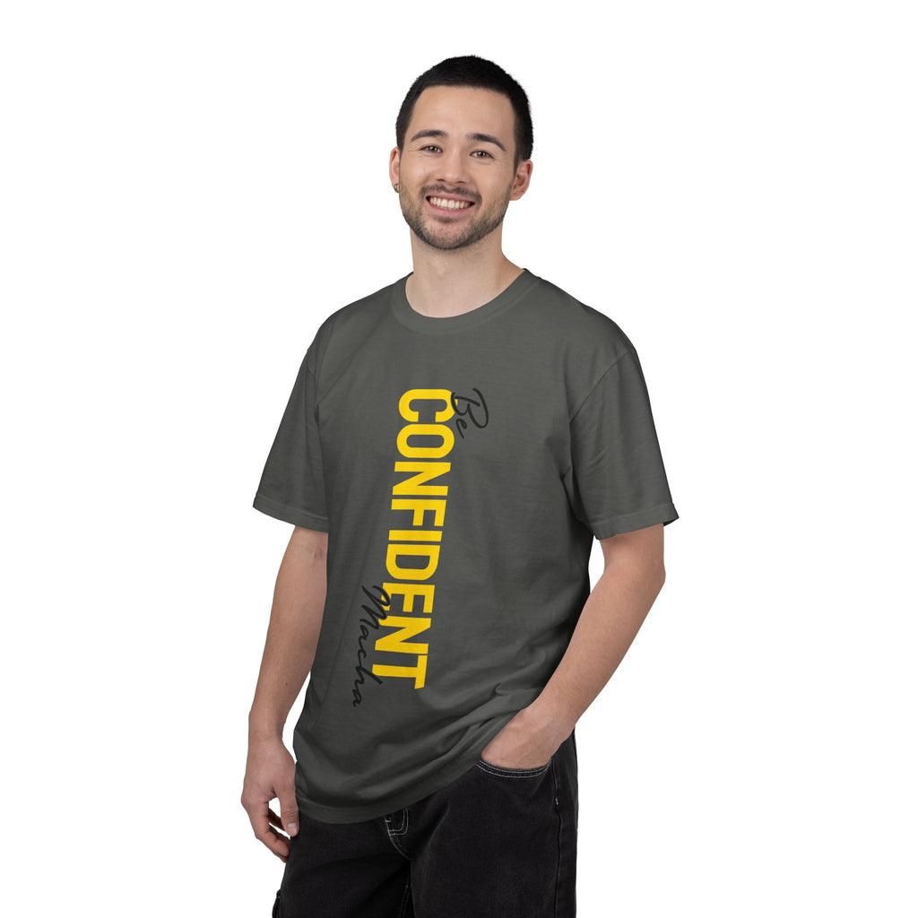 Be Confident Vertical Text T-Shirt — Motivational Graphic Tee