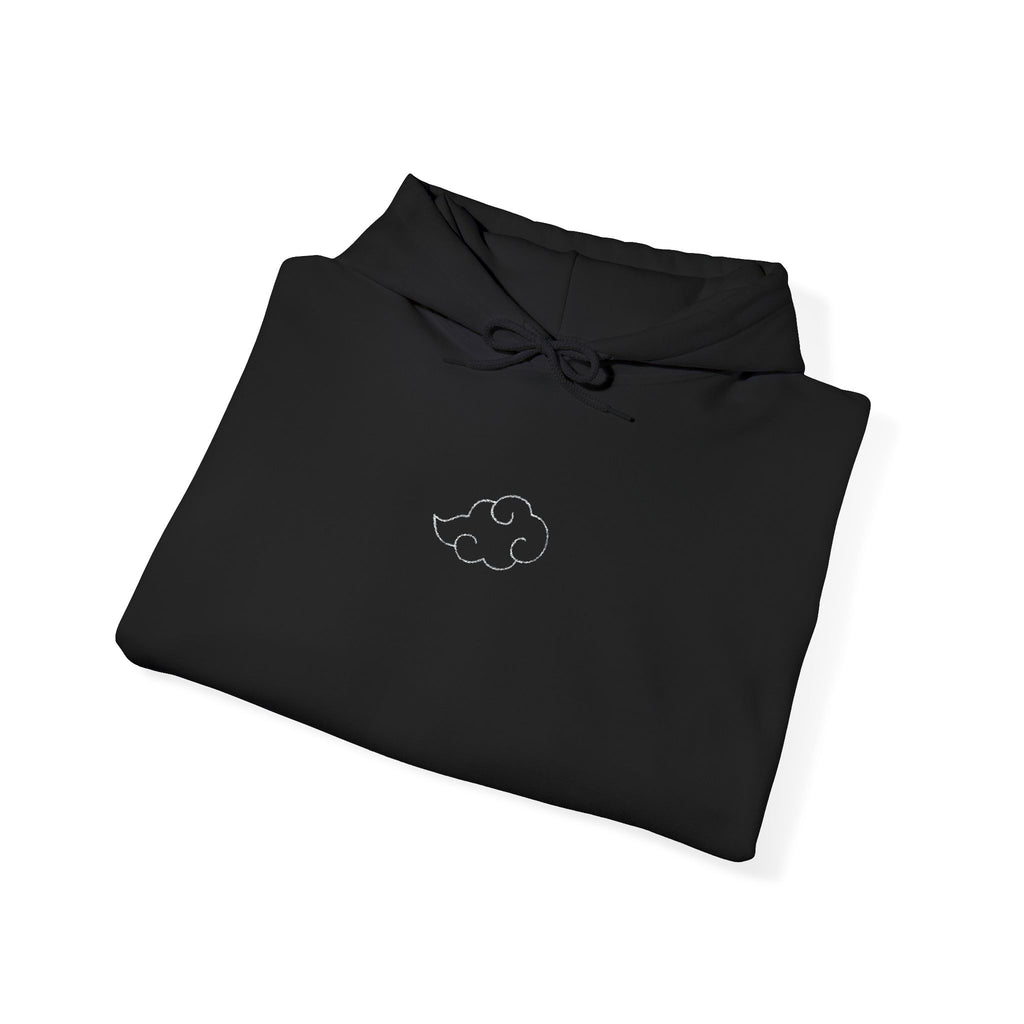 Minimal Cloud Outline Hoodie — Small White Cloud Graphic Embroidered