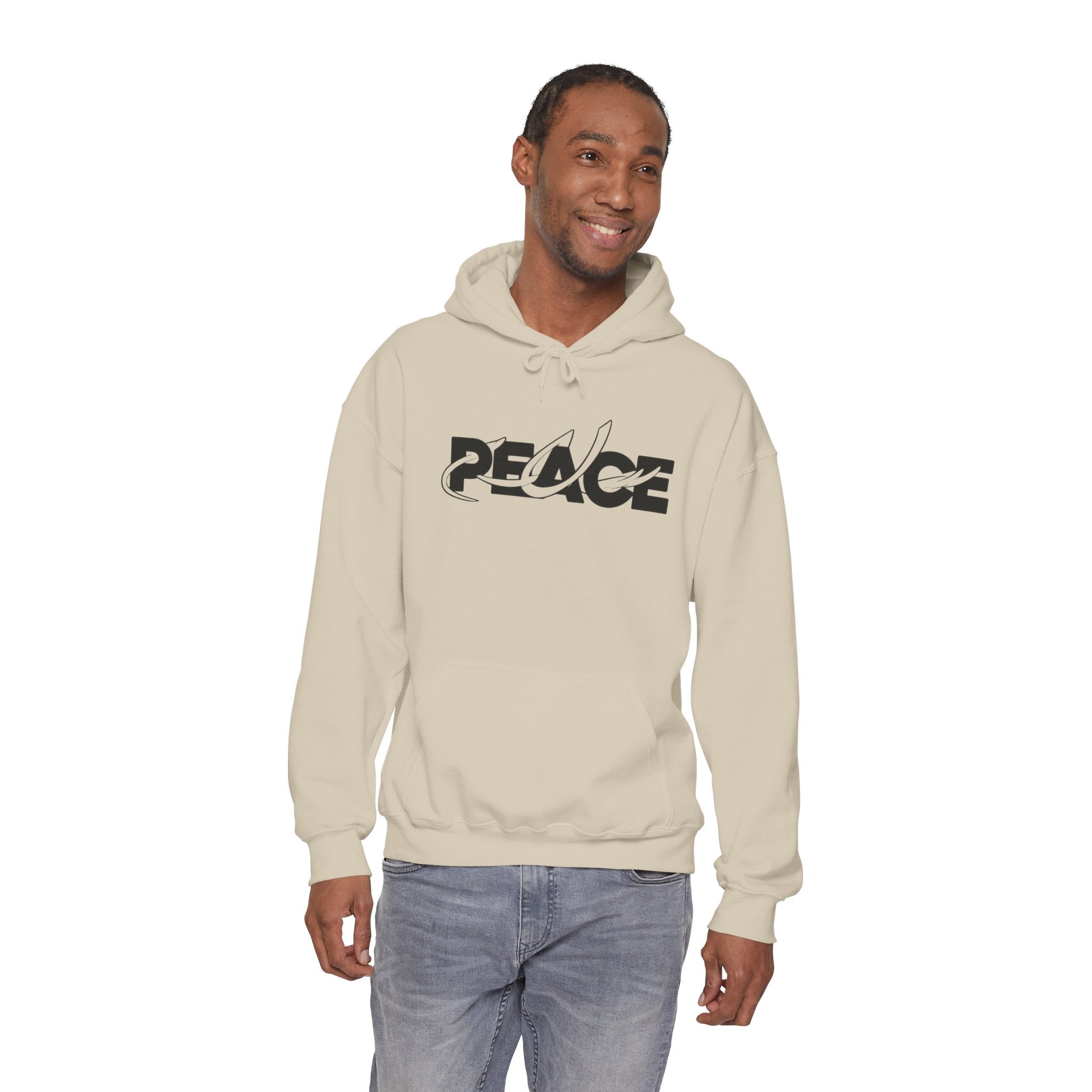 Peace Logo Hoodie — Minimal Black & White Peace Graphic Pullover