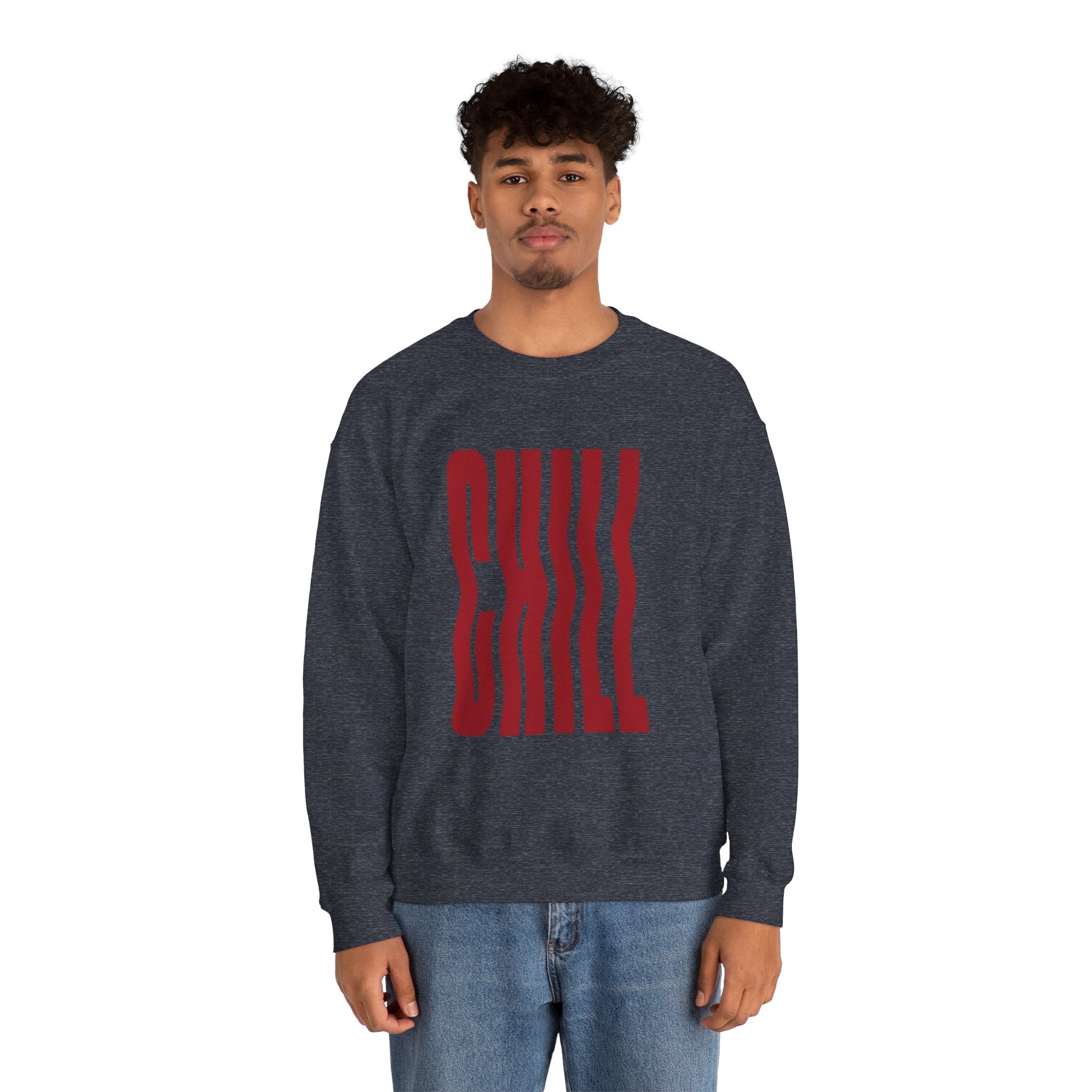 Chill Distorted Text Crewneck Sweatshirt