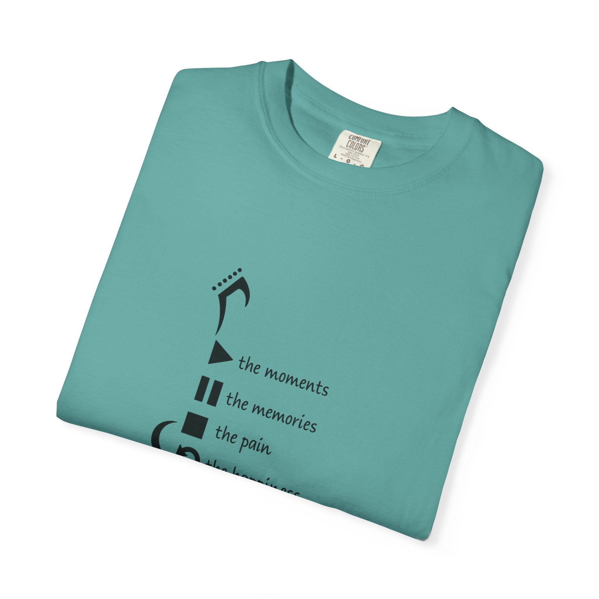 Guitar Silhouette Tee — "Our Moments, Our Memories, Our Music, Our Happiness"