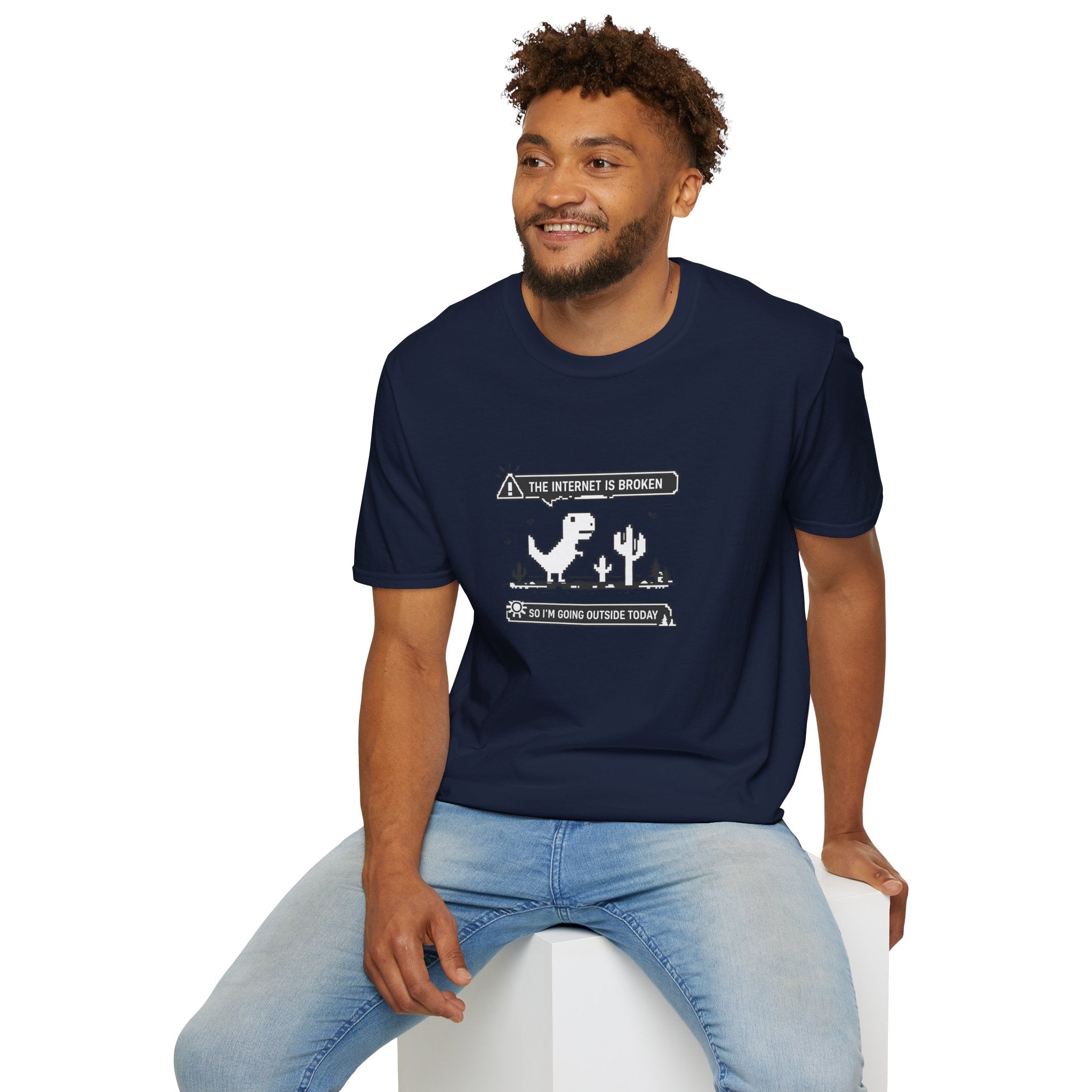 T-Shirt — 'The Internet Is Broken So I'm Going Outside Today' Dino Graphic