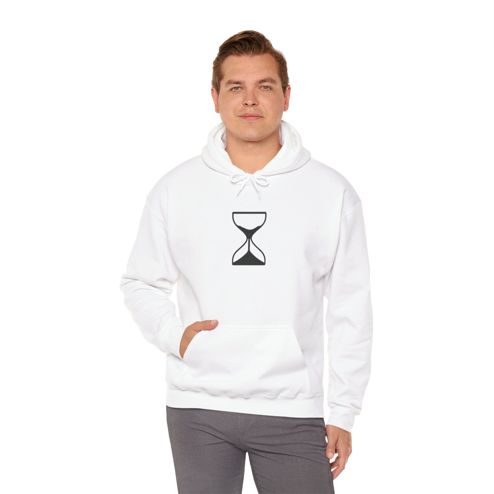 Hourglass Minimalist Hoodie — Simple Time Symbol Pullover