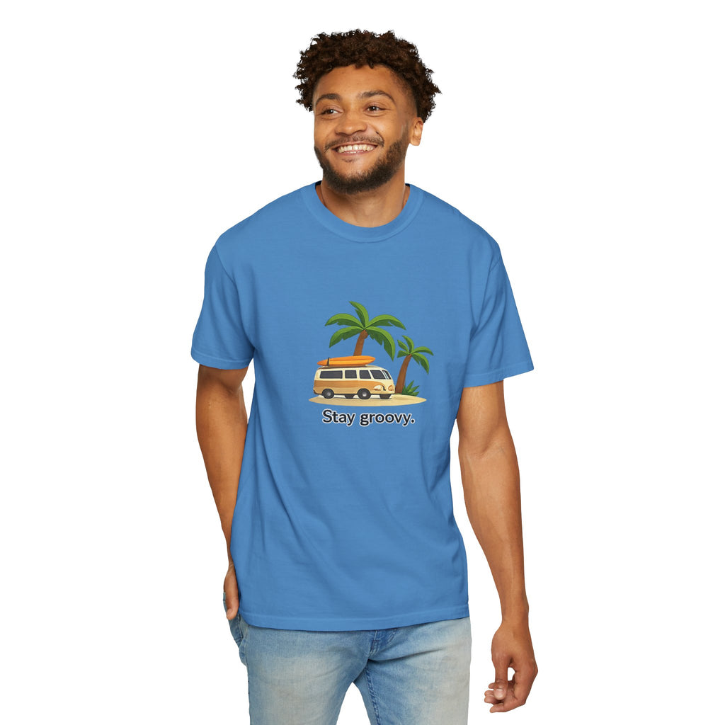 Vintage Surf Van T-Shirt – "Stay Groovy" Retro Beach Tee