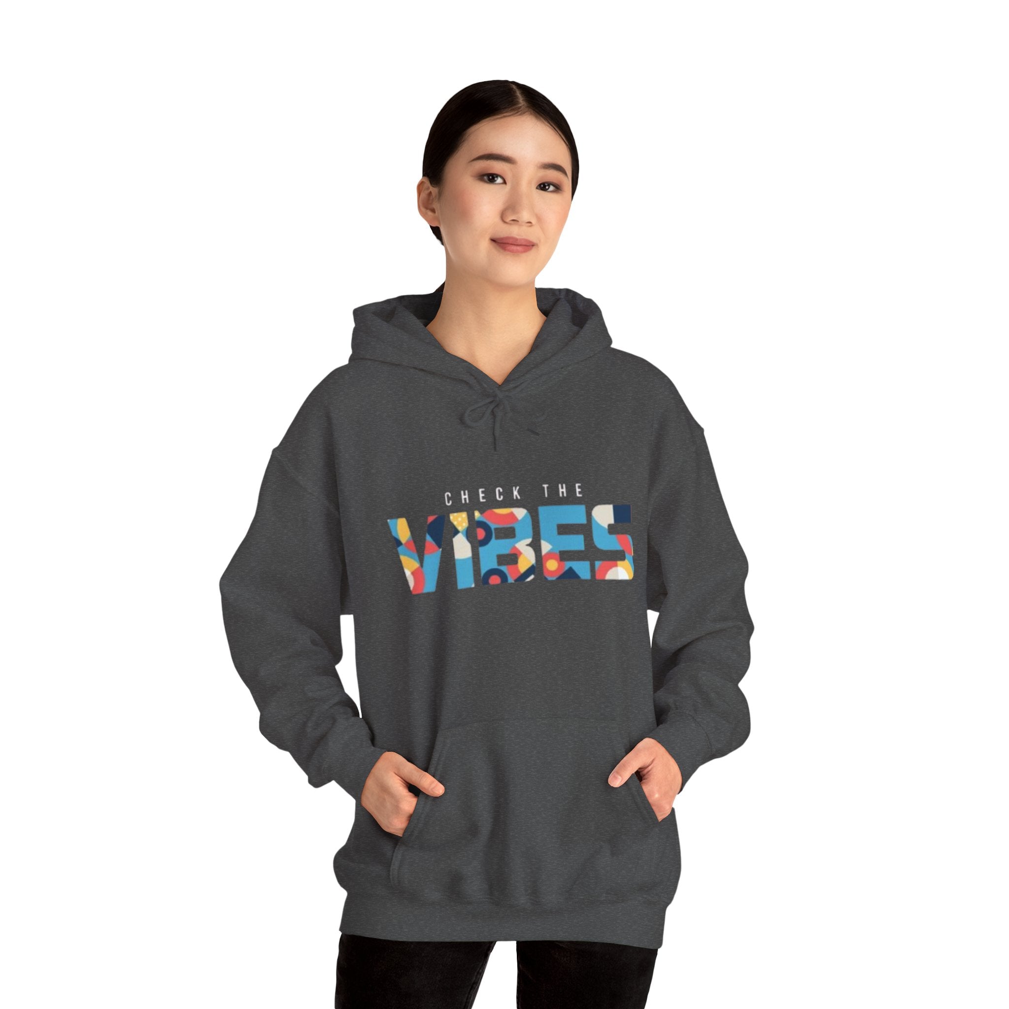 Check The Vibes Hoodie – Colorful Retro Graphic Pullover