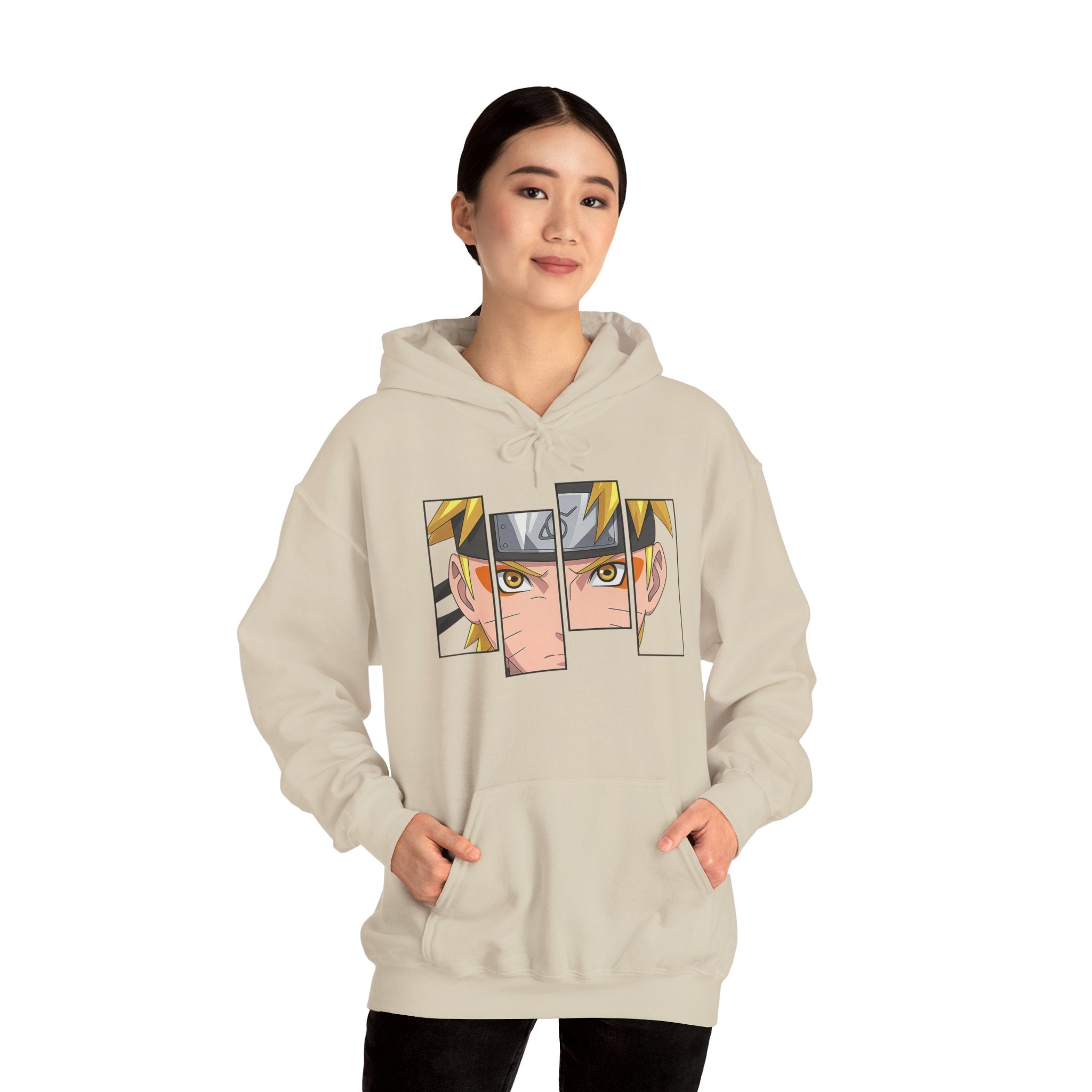 Anime Eyes Split-Panel Hoodie