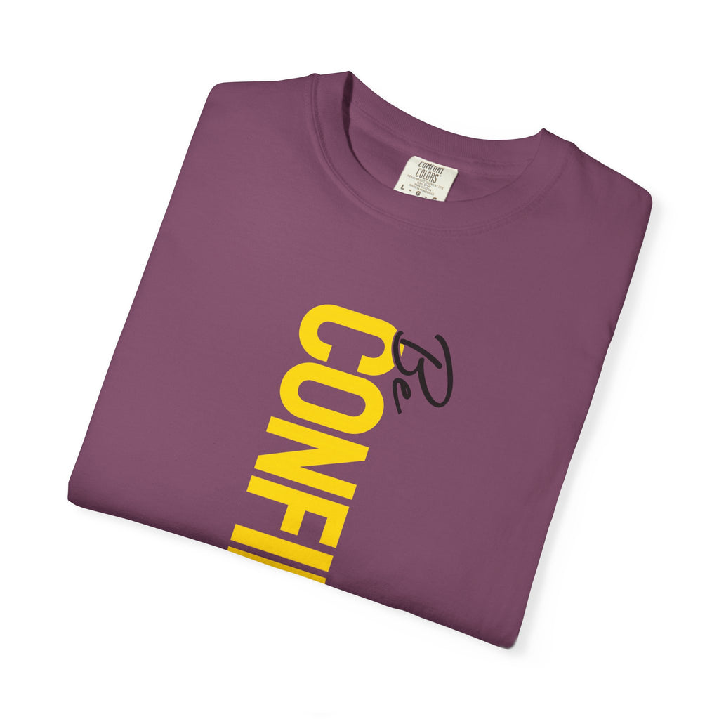 Be Confident Vertical Text T-Shirt — Motivational Graphic Tee